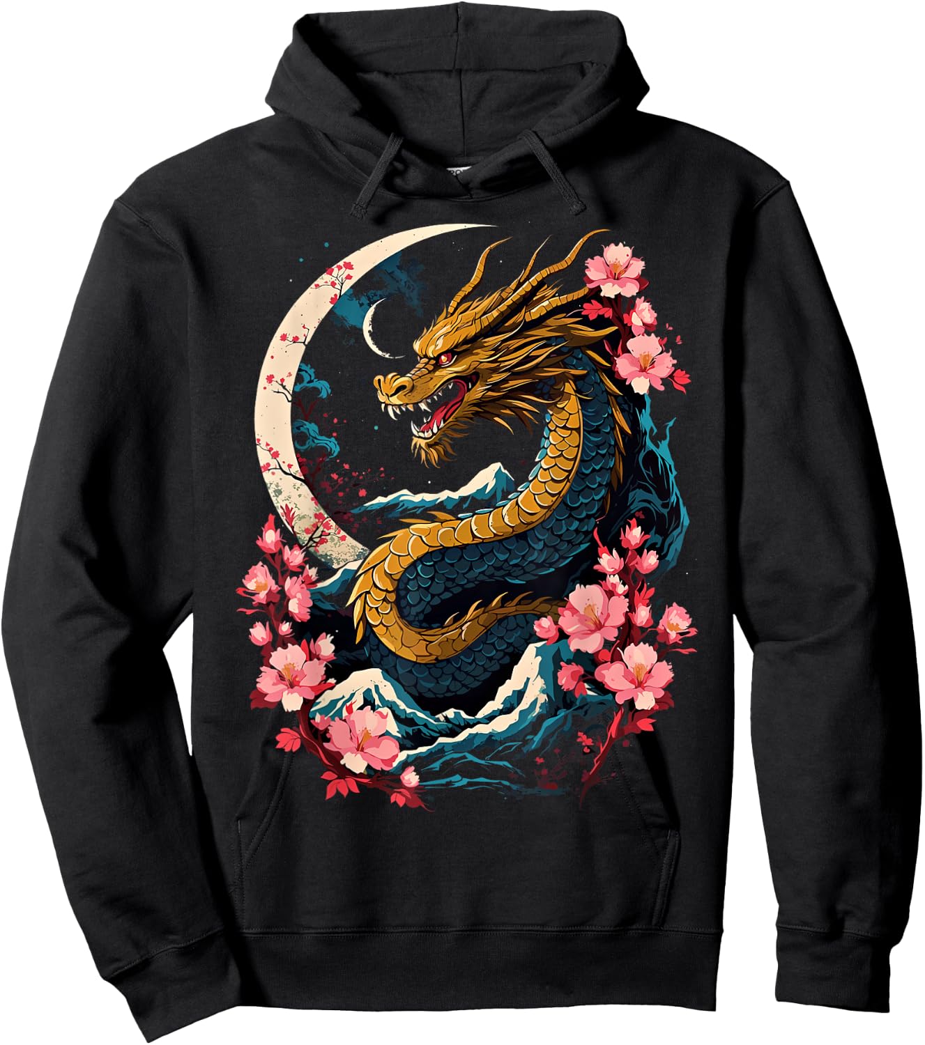 Dragon Asian Japanese Style Tattoo Aesthetic Dragon Japanese Hoodie - Hoodie | Black