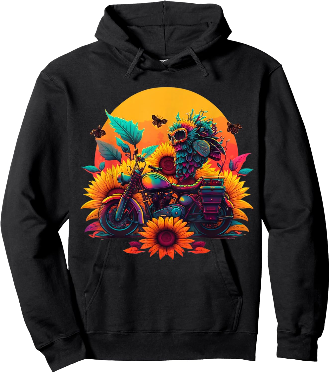 Bee Sunflower Motorcycle Hoodie - Hoodie | Black