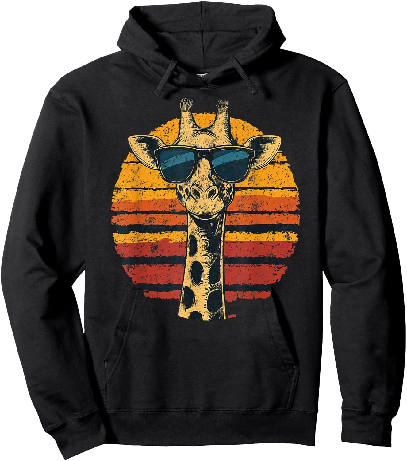Giraffe Vintage Sunglasses Funny Hoodie - Hoodie | Black