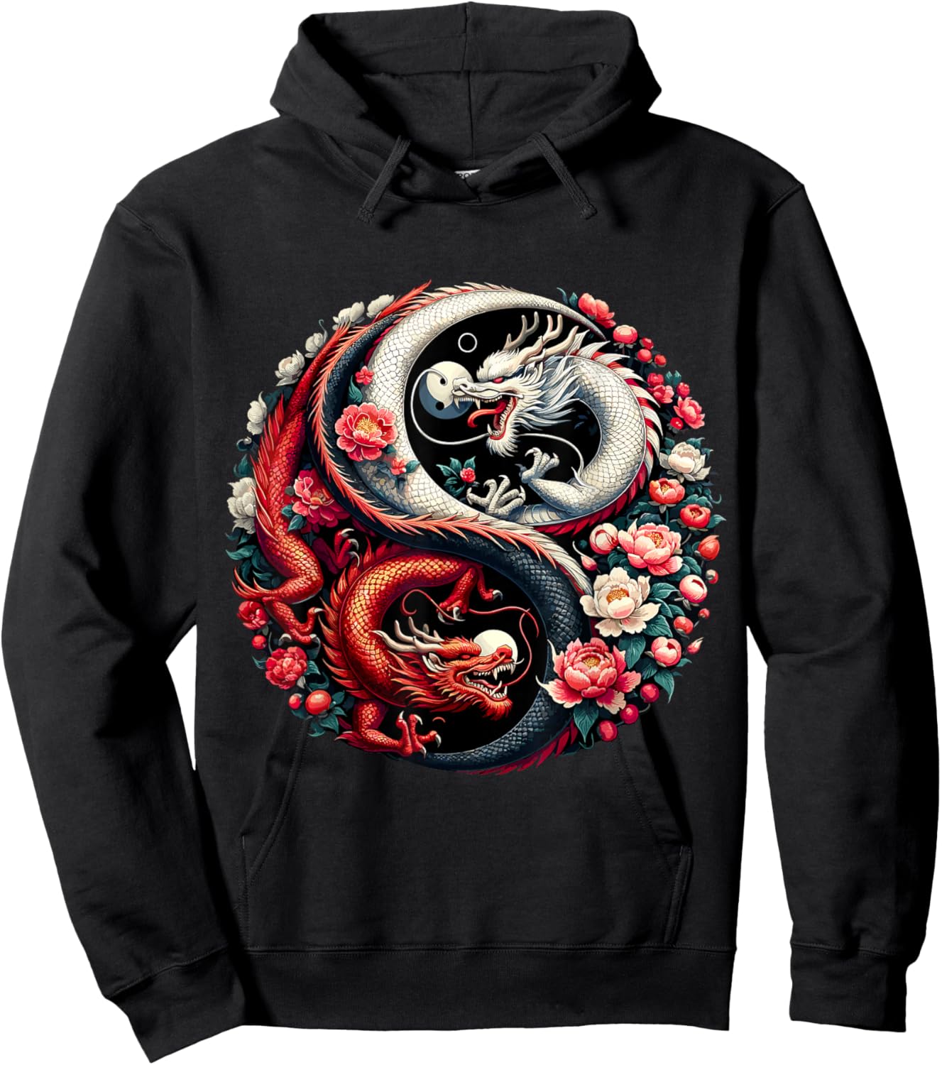 Dragon Yin Yang Chinese Dragon Year Hoodie - Hoodie | Black