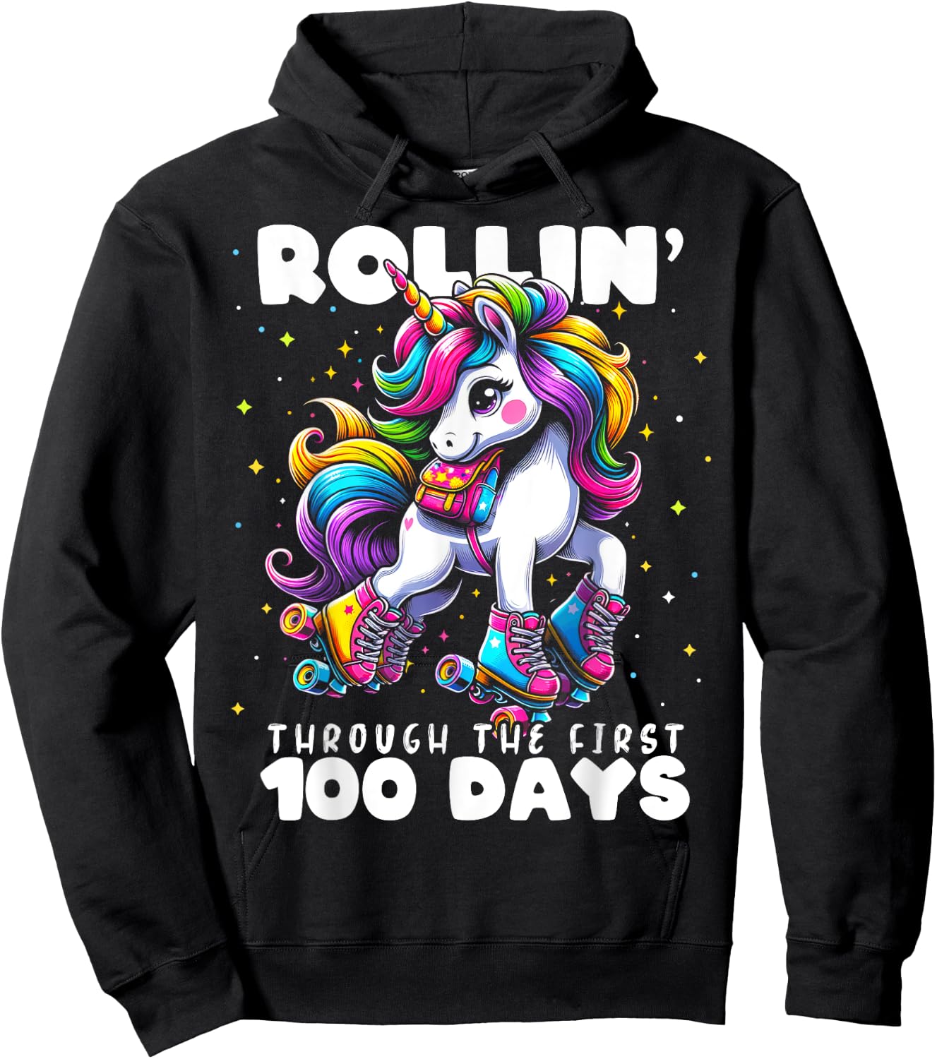 100 Days of School Girls Teacher 100th Day Unicorn Outfit Hoodie - Hoodie | Black