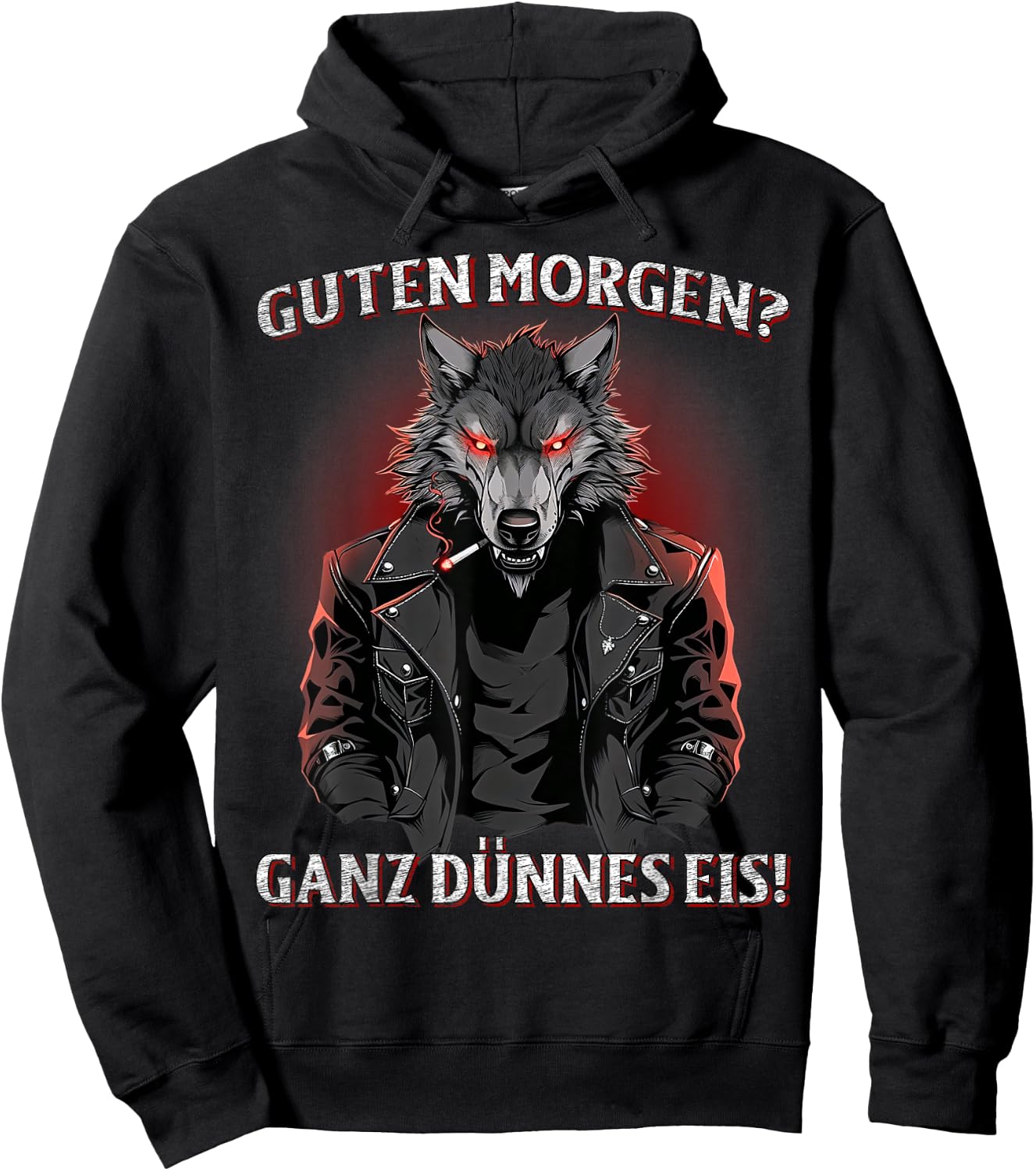 Guten Morgen? Ganz Dünnes Eis! Lustiges Wolf Kaffee Hoodie - Hoodie | Black