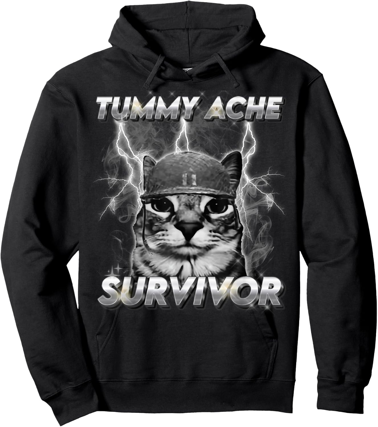 Lustiges Katzen-Meme Ich Habe die heutigen Bauchschmerzen überlebt Hoodie - Hoodie | Black