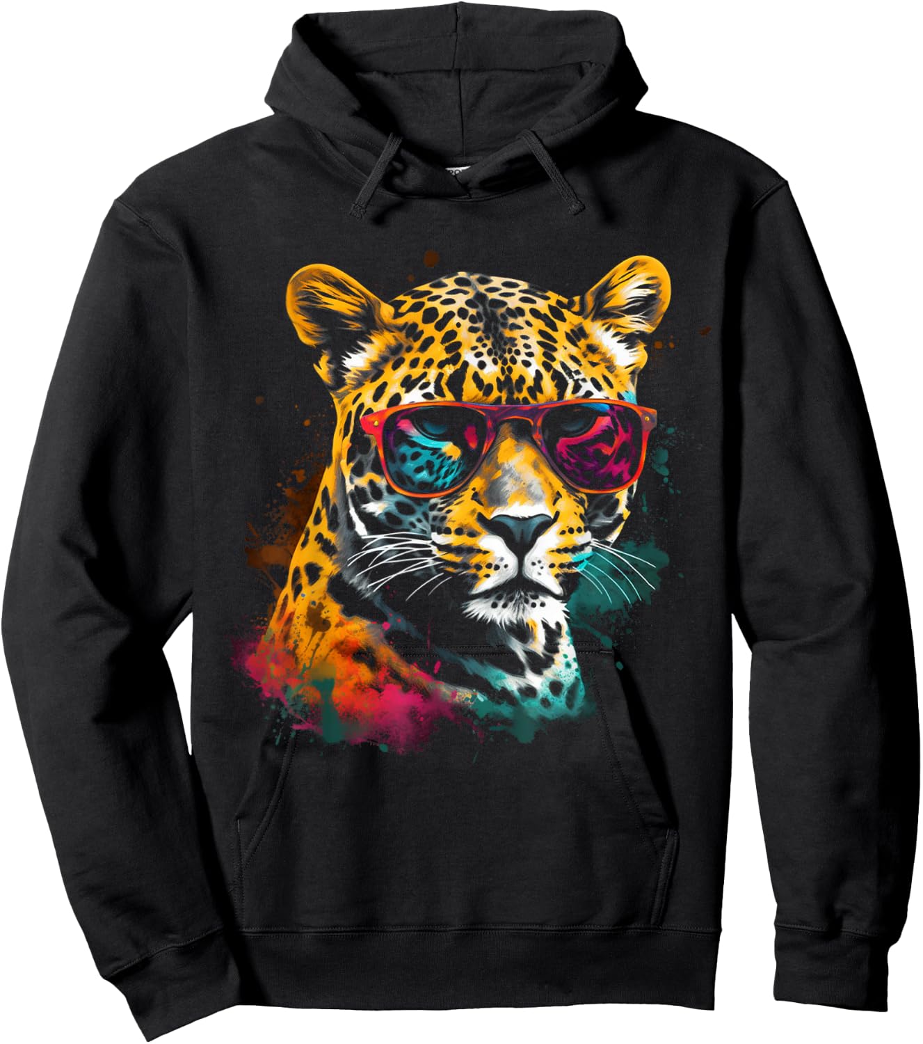 Leopard Sunglasses Artwork - Zoo Art Animal Leopard Hoodie - Hoodie | Black