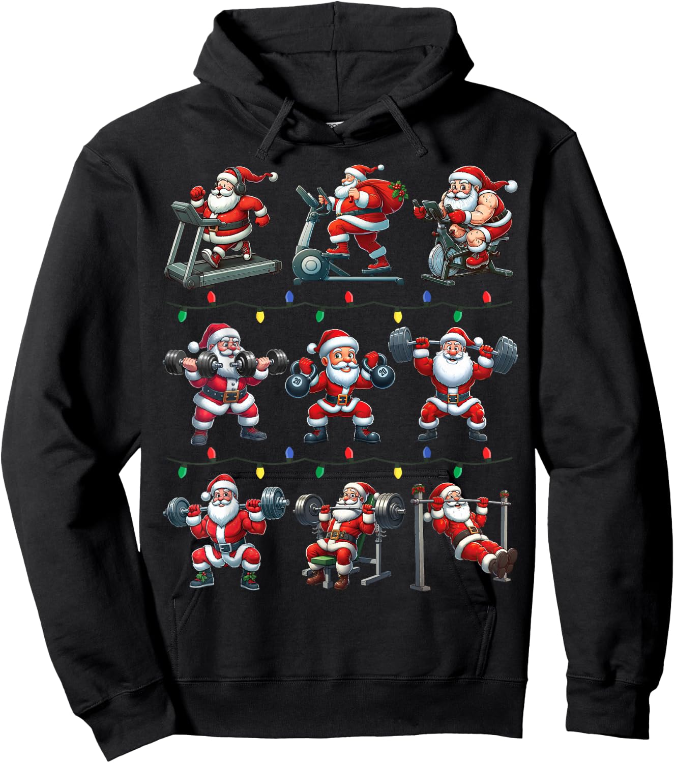 Santa Fitness Collection Gym Workout Weightlifting Christmas Hoodie - Hoodie | Black