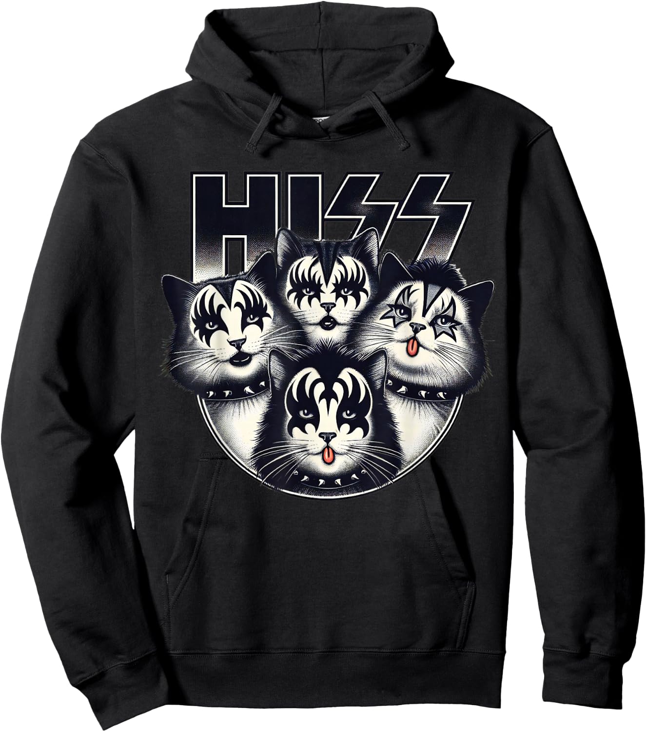 Cute Hiss Cats Rock Kittens Kitty Rocking Music Cat Lovers Hoodie - Hoodie | Black