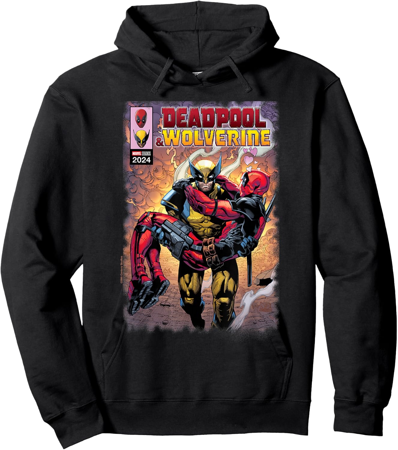 Marvel Deadpool & Wolverine Wolverine Saves Deadpool Comic , Black, S Hoodie - Hoodie | Black
