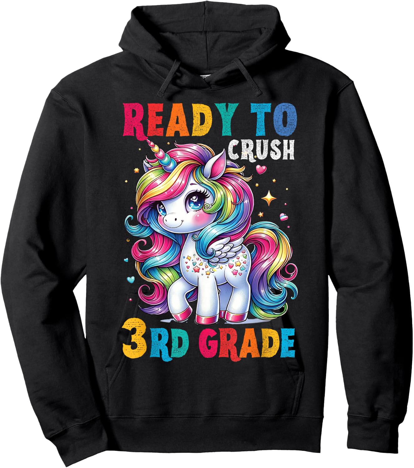 Student Unicorn Ready back to School crush 3rd grade Girls Hoodie - Hoodie | Black