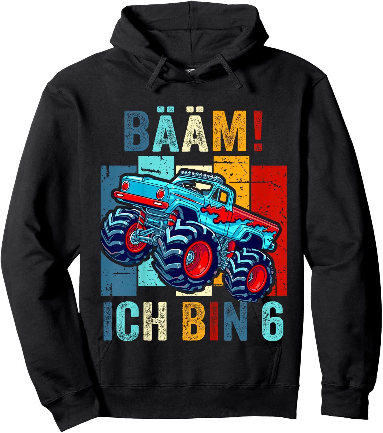 6 Jahre Junge Geburtstag Sechs Monster Truck BÄÄM! ICH BIN 6 Hoodie - Hoodie | Black