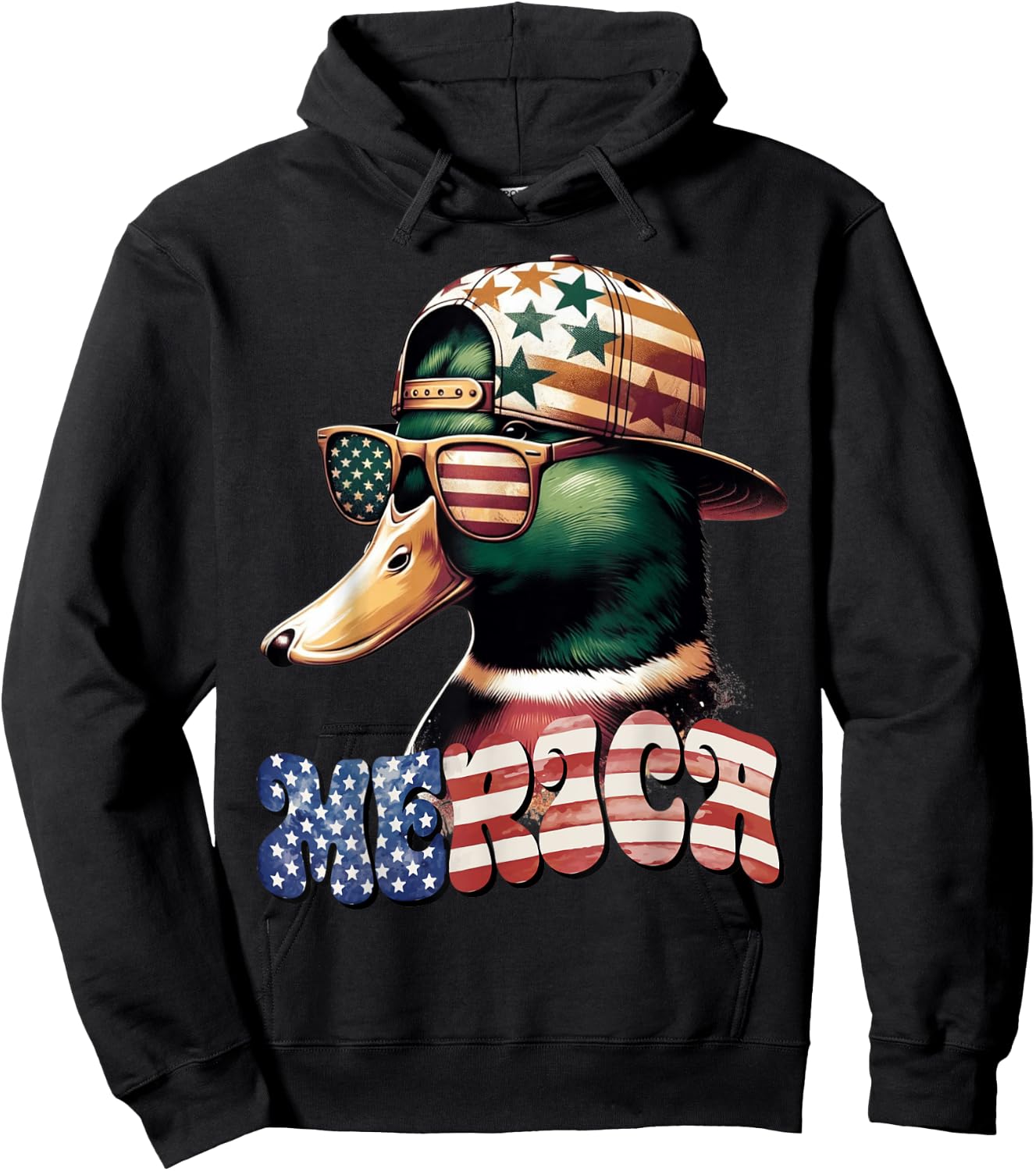 Funny America Duck 4th of July Hoodie - Hoodie | Black
