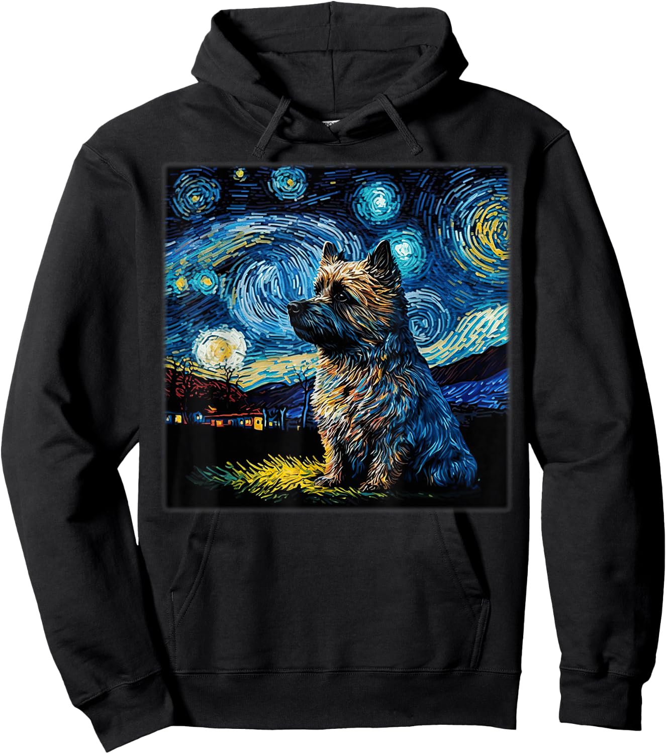 Surrealism Starry Night Cairn Terrier Dog Hoodie - Hoodie | Black