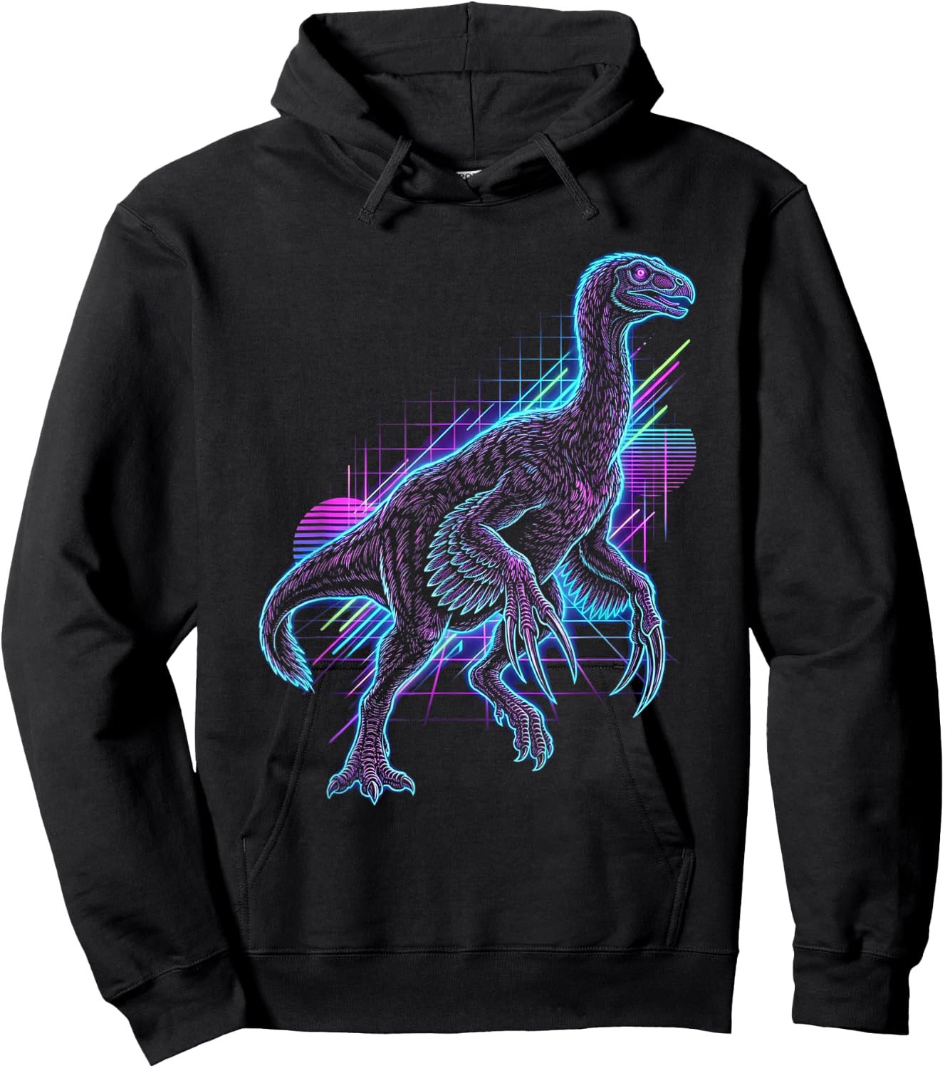 Therizinosaurus Dinosaur Synthwave Hoodie - Hoodie | Black
