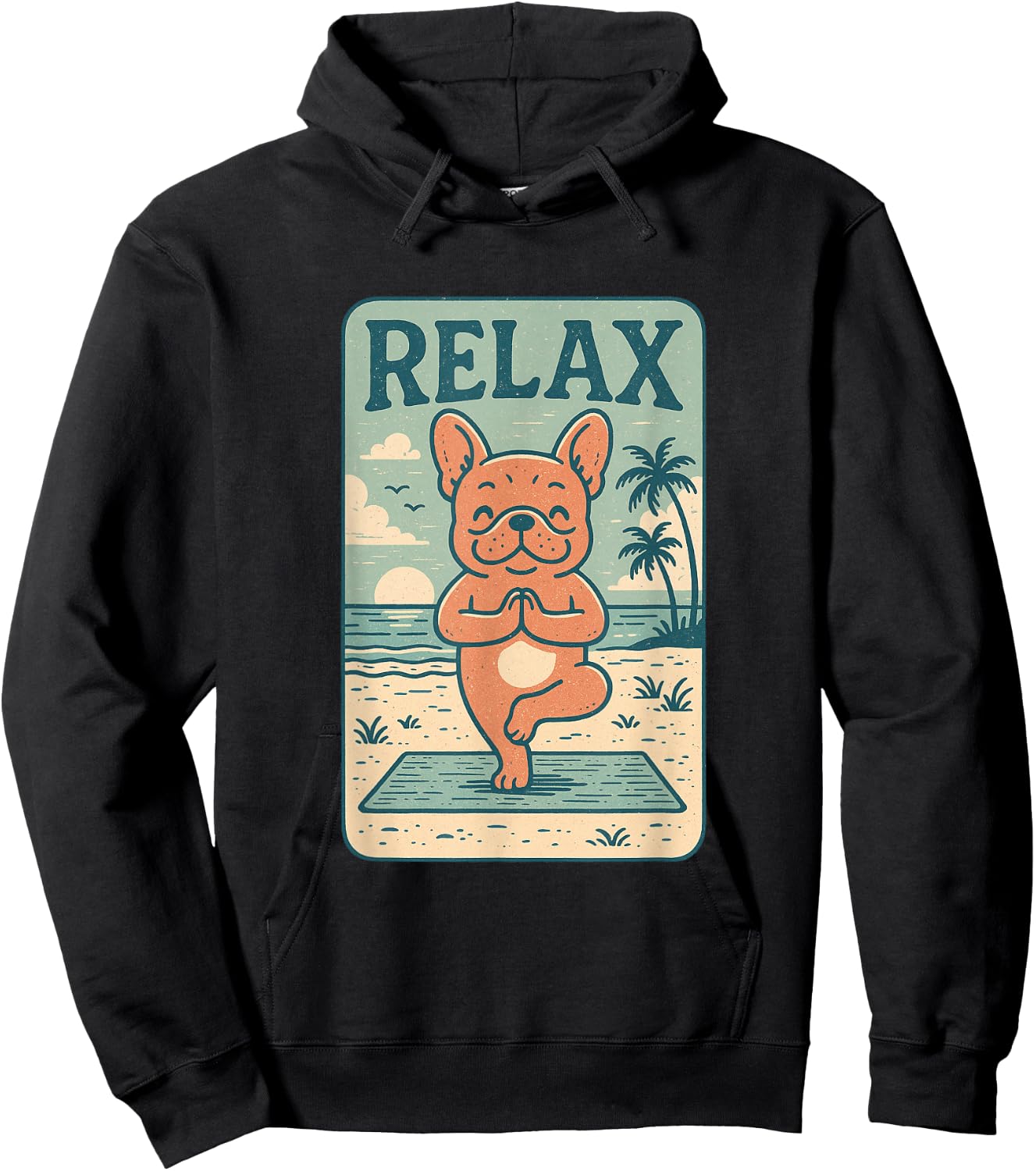 French Bulldog Relax Yoga Frenchie Funny Relaxing Dog Hoodie - Hoodie | Black