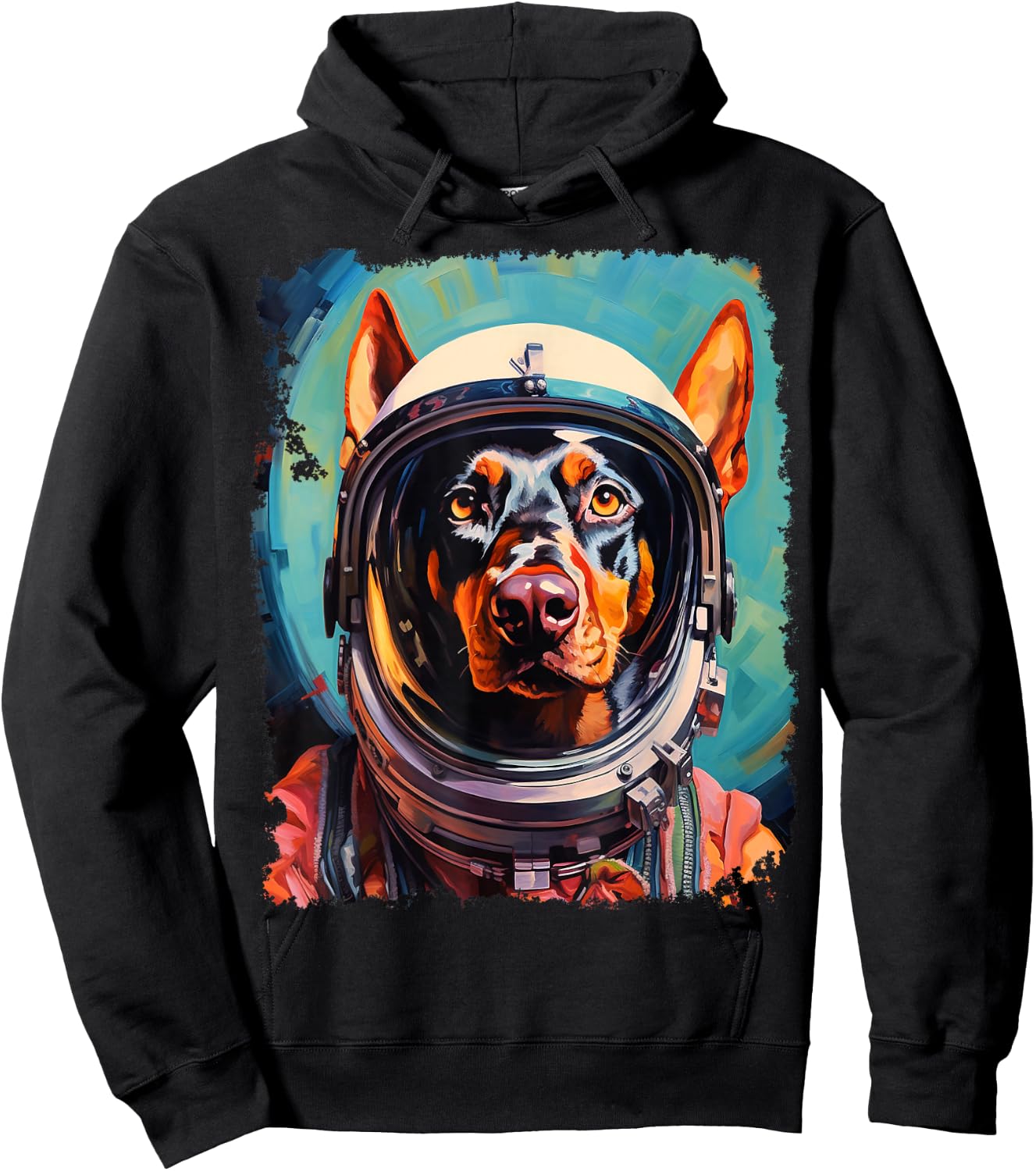 Pop Art Dog Doberman Space Astronaut Hoodie - Hoodie | Black