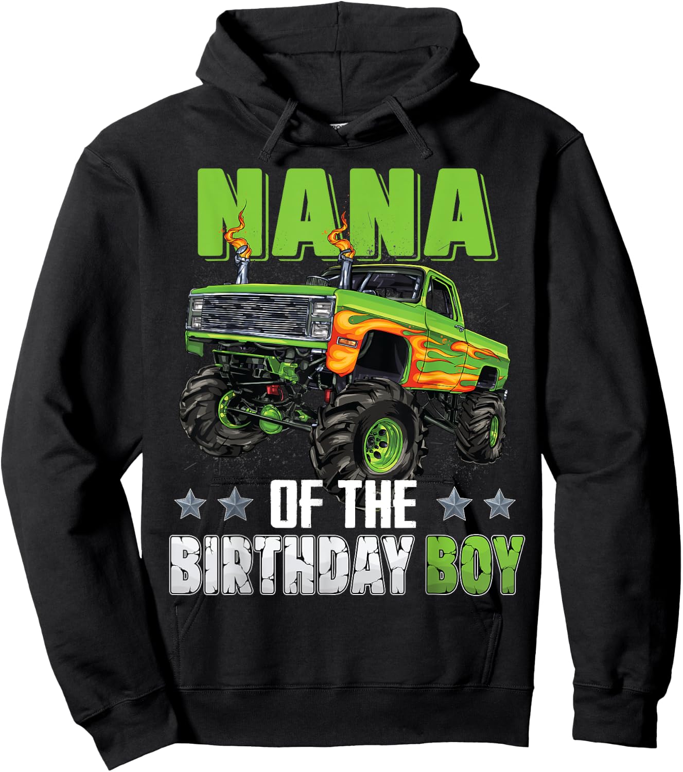 Nana of Birthday Boy Monster Truck Car Family Matching Mimi Hoodie - Hoodie | Black