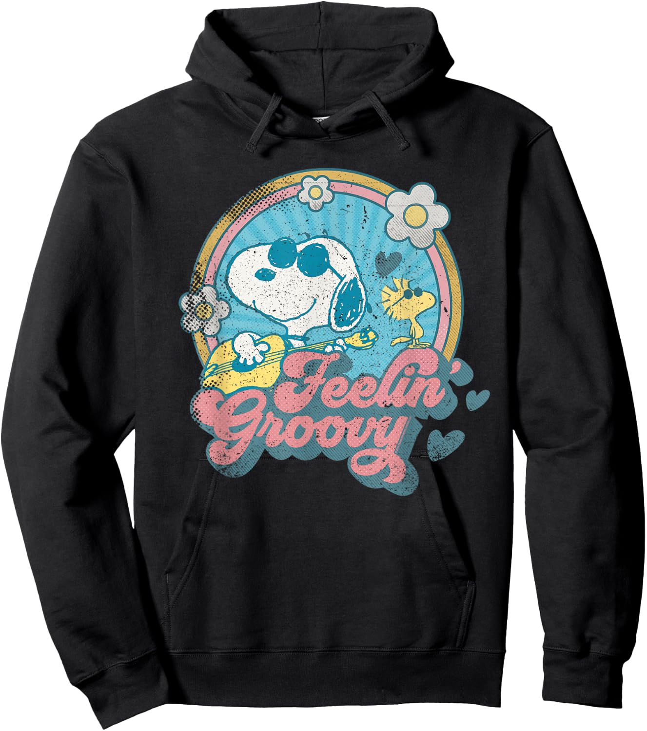 Peanuts Groovy Vibes Snoopy Woodstock Feeling Retro Festival Hoodie - Hoodie | Black