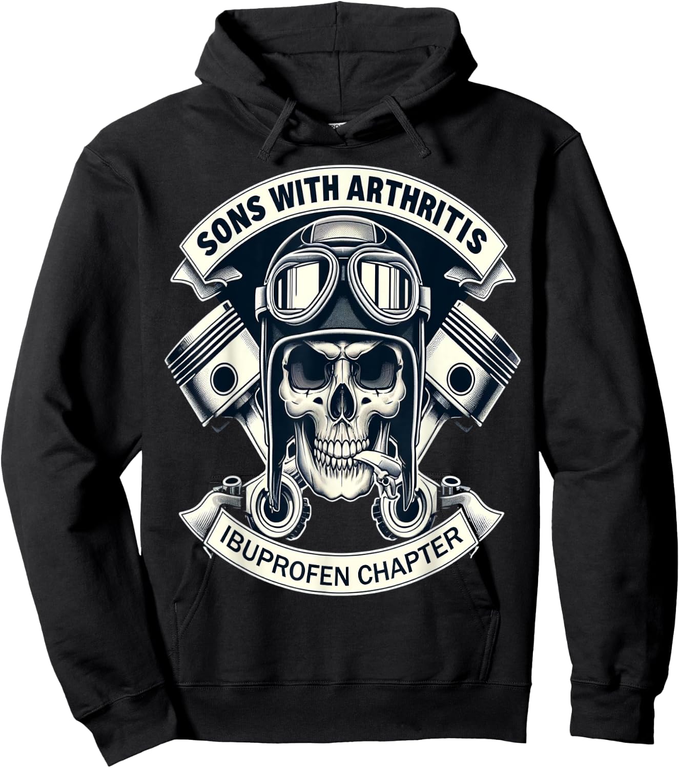 Sons With Arthritis - Ibuprofen Chapter Cool Biker Skull , Black, S Hoodie - Hoodie | Black