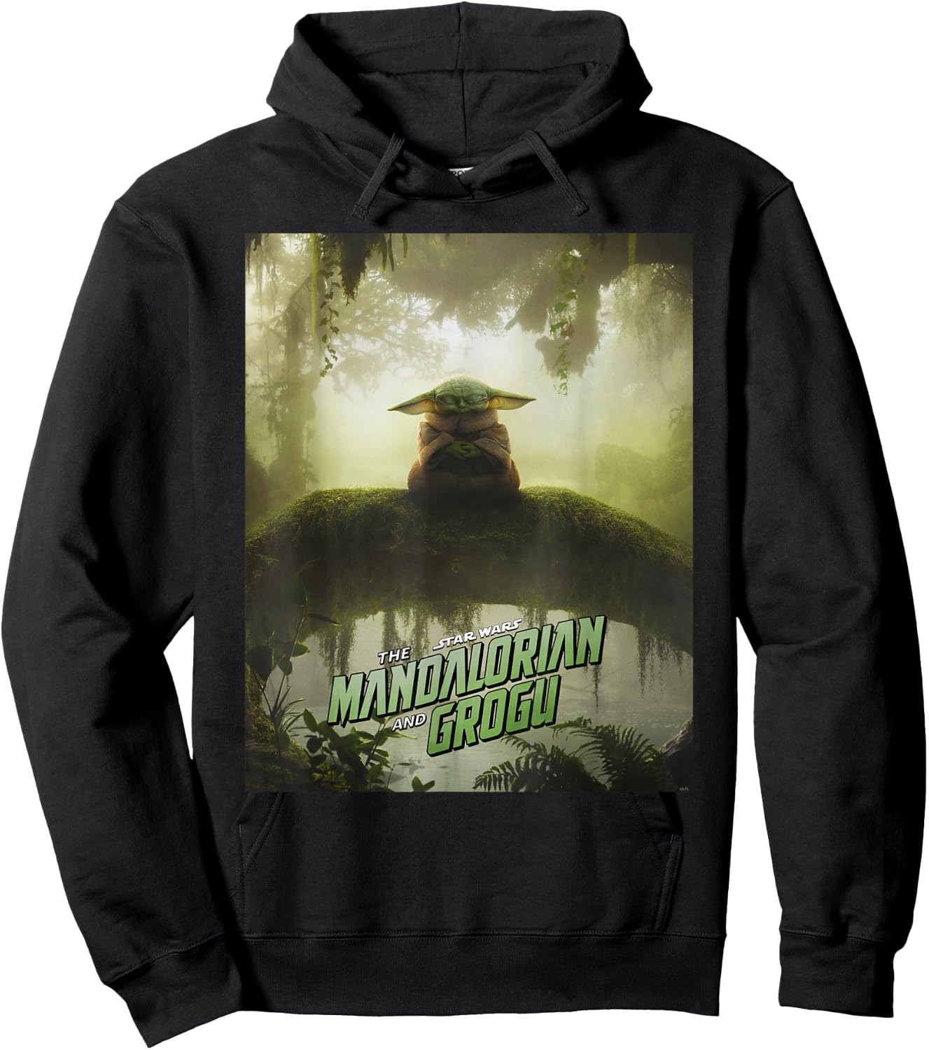 Star Wars The Mandalorian and Grogu Movie Meditating Poster Hoodie - Hoodie | Black