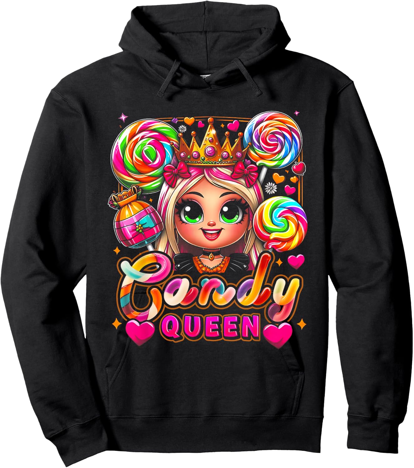 Bonbon d'Halloween amusant Candy a Queen Lollipop Lover Girls Coloré Hoodie - Hoodie | Black