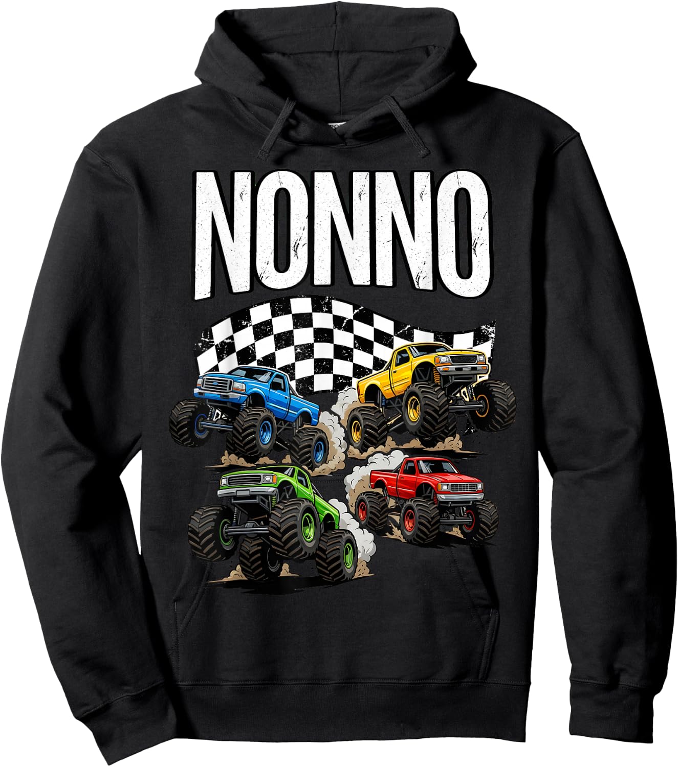 Monster Truck Nonno Grandpa Birthday Family Crew Matching Hoodie - Hoodie | Black