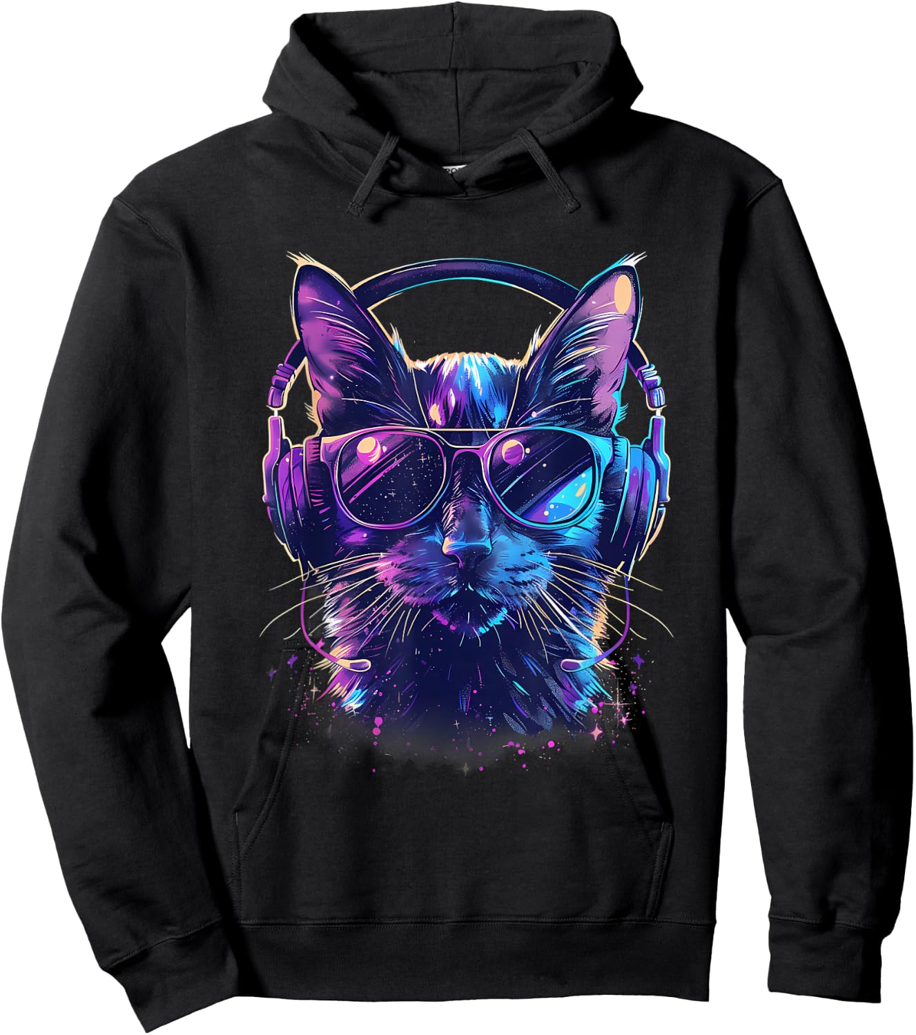 DJ Cat EDM Cat Music DJ Techno Music Headphones Beatmaker Hoodie - Hoodie | Black