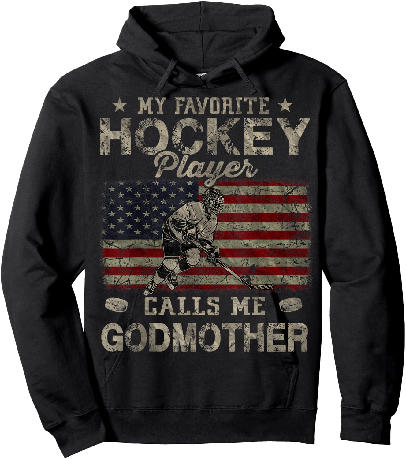 My Favorite Hockey Player Calls Me Godmother Mother's Day Hoodie - Hoodie | Black