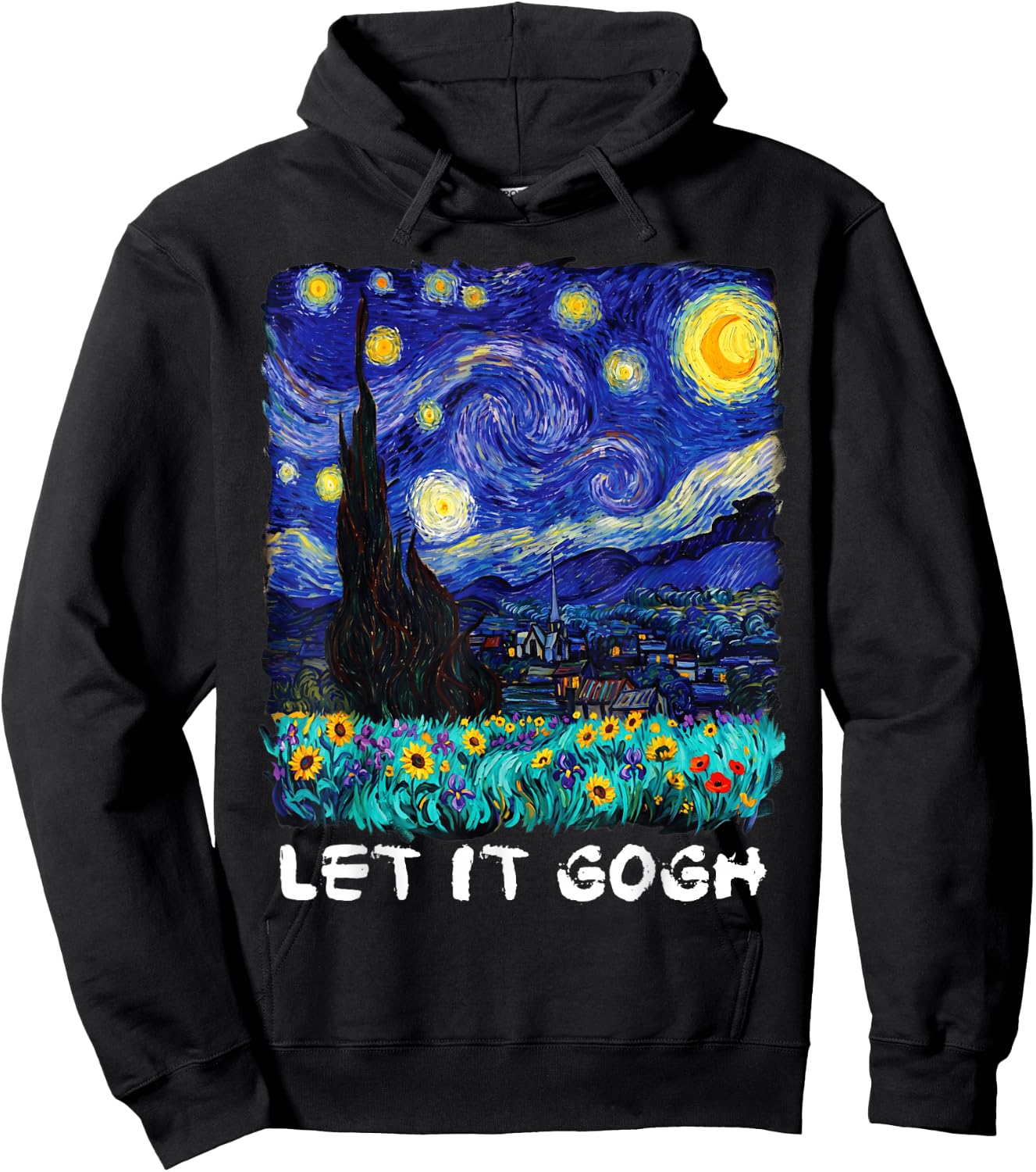 Let it Gogh Funny Vincent Van Gogh Starry Night Design Hoodie - Hoodie | Black