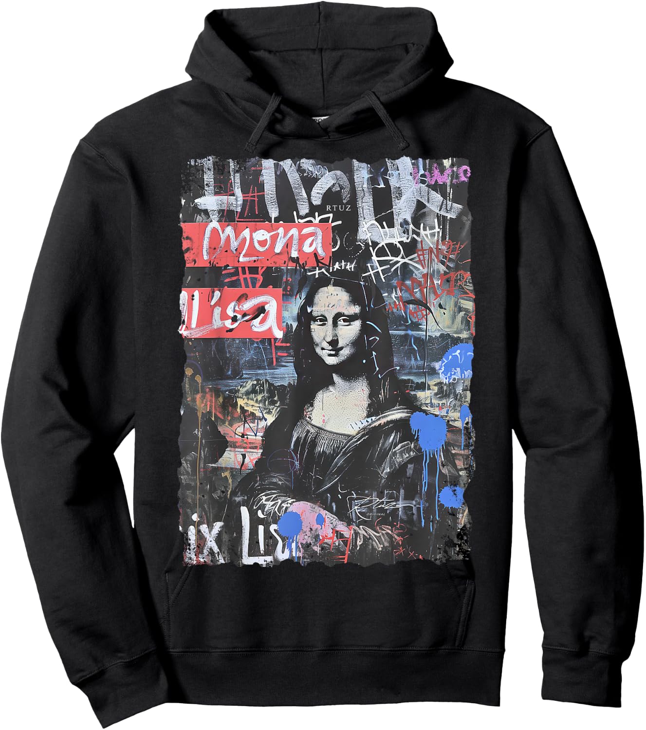 Abstrakt Graffiti Kunst Leonardo Da Vinci Kunst Mona Lisa Hoodie - Hoodie | Black