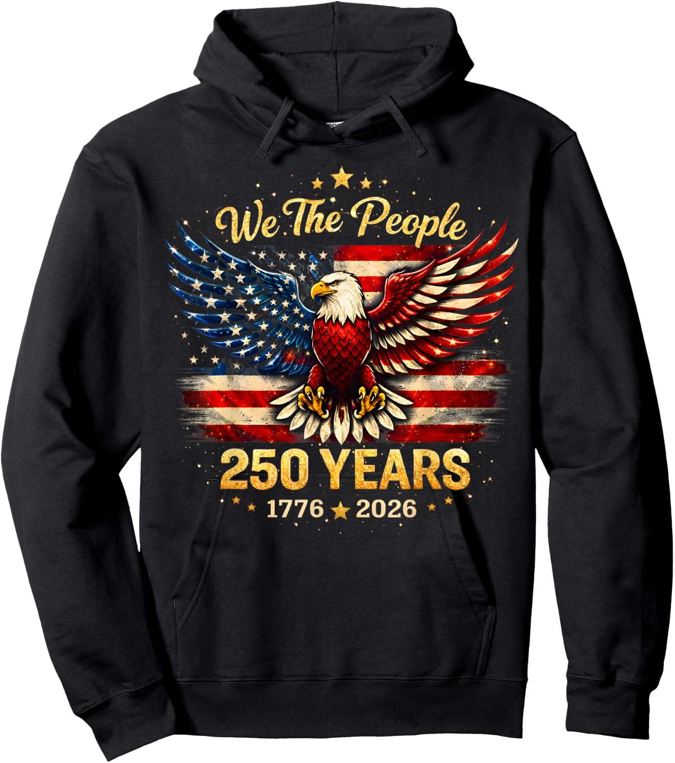 250 Years American 1776 2026 250th USA Patriotic 4th of July Hoodie - Hoodie | Black