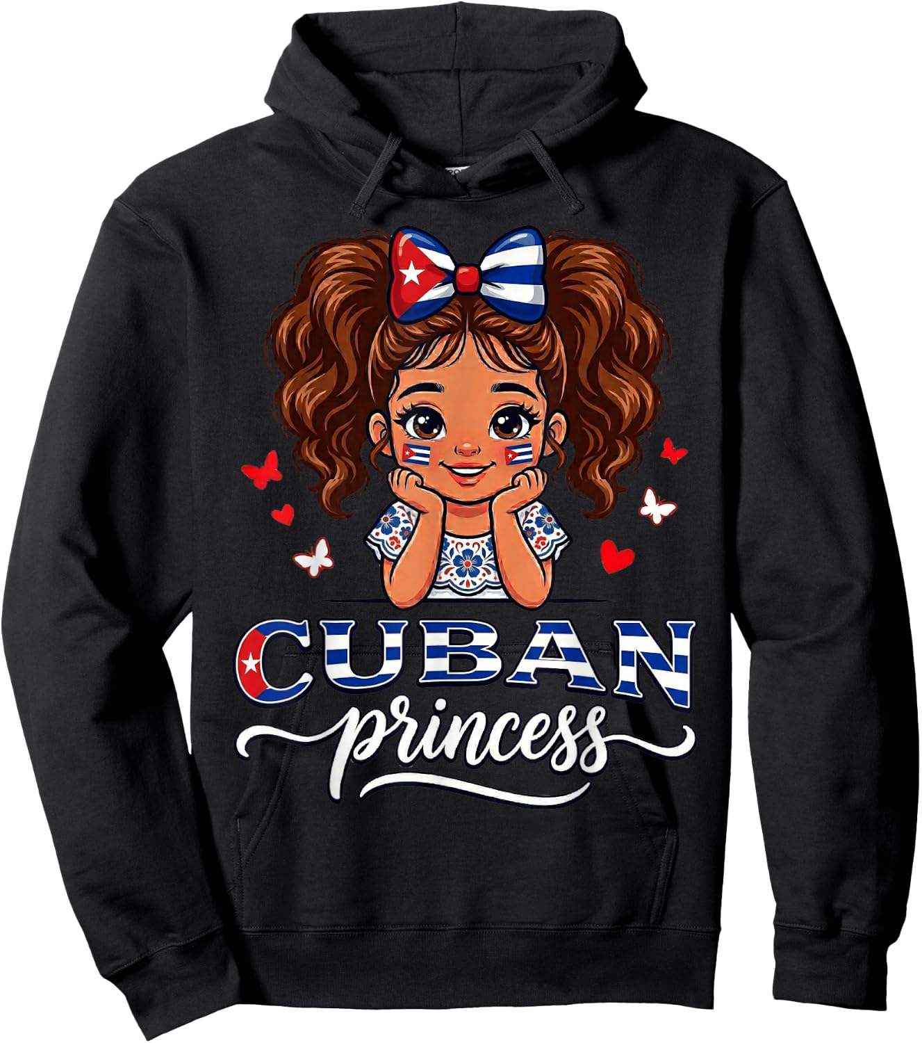 Cuban Princess Cuba Girl Hispanic Heritage Hoodie - Hoodie | Black