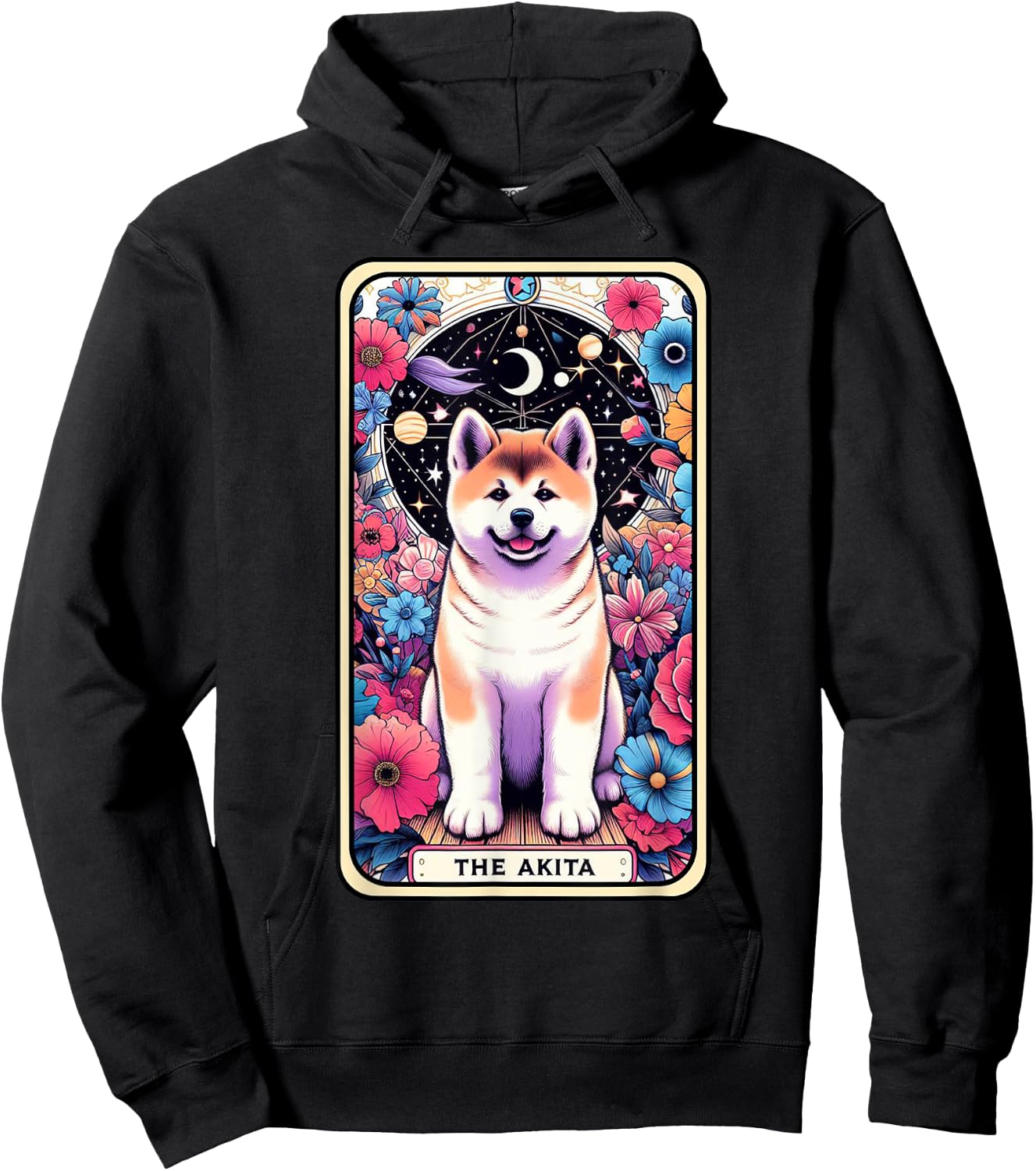 Akita Carte de tarot pour chien Motif étoile et lune Hoodie - Hoodie | Black