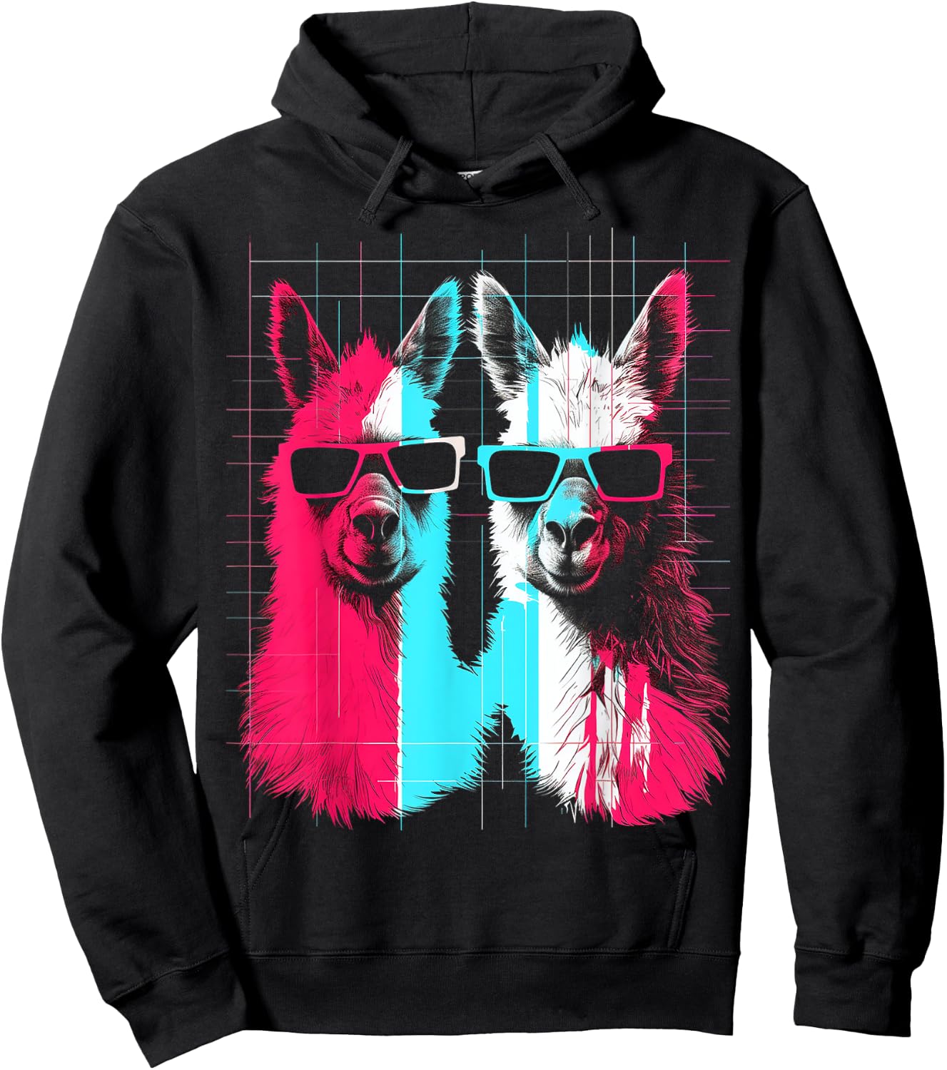 Alpaca Fun Art Sunglasses Animal Graphic Anime Hoodie - Hoodie | Black