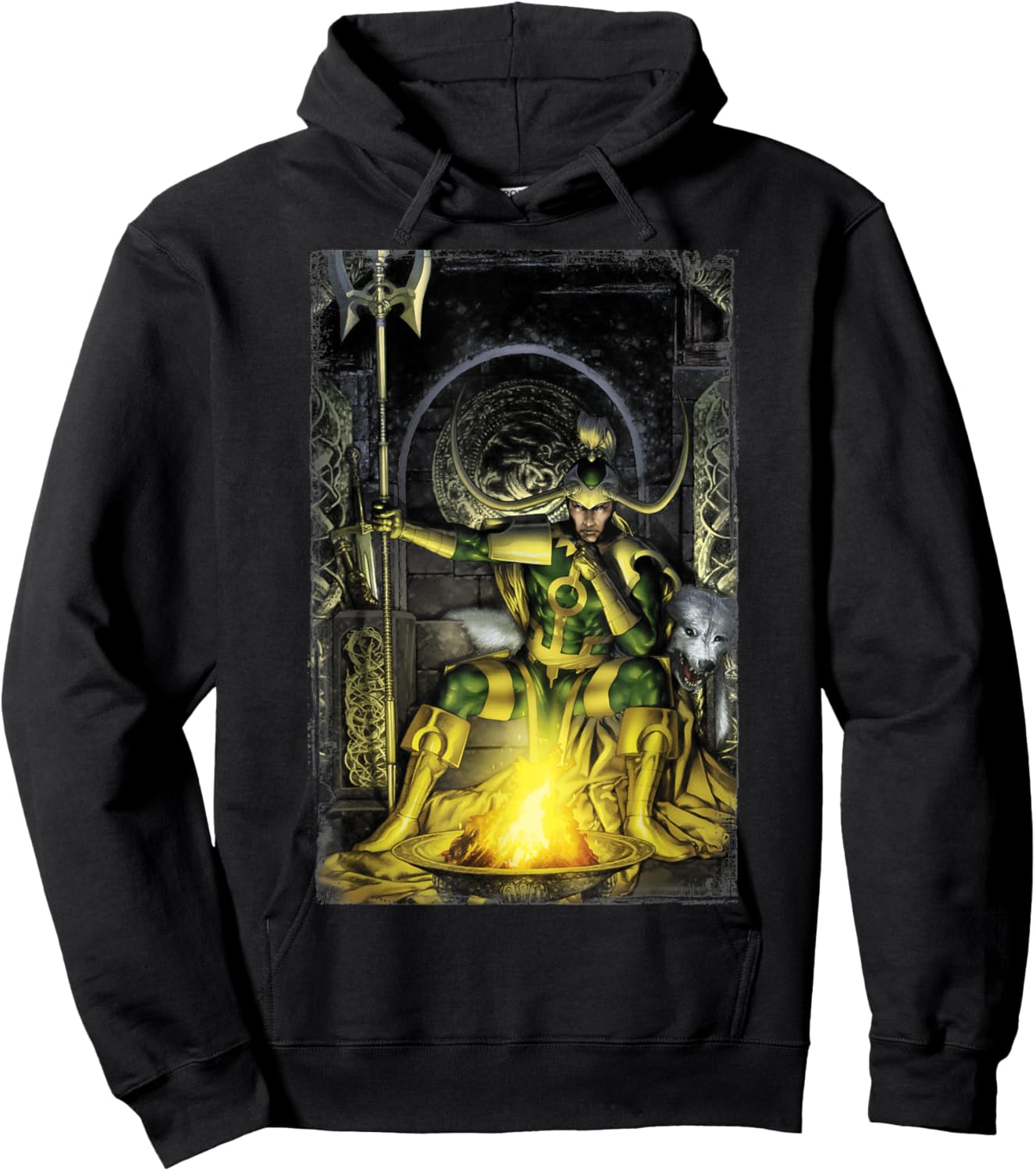 Marvel Fenris Loki On His Throne Bonfire Graphic Hoodie - Hoodie | Black