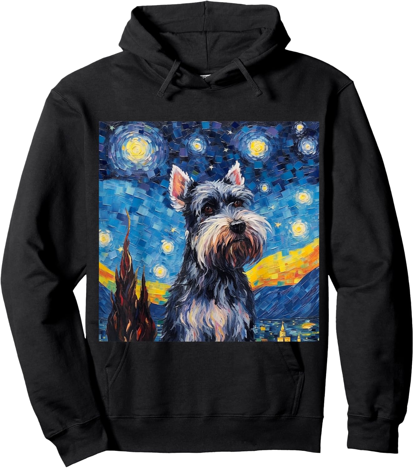 Miniature Schnauzer Starry Night - Miniature Schnauzer Hoodie - Hoodie | Black