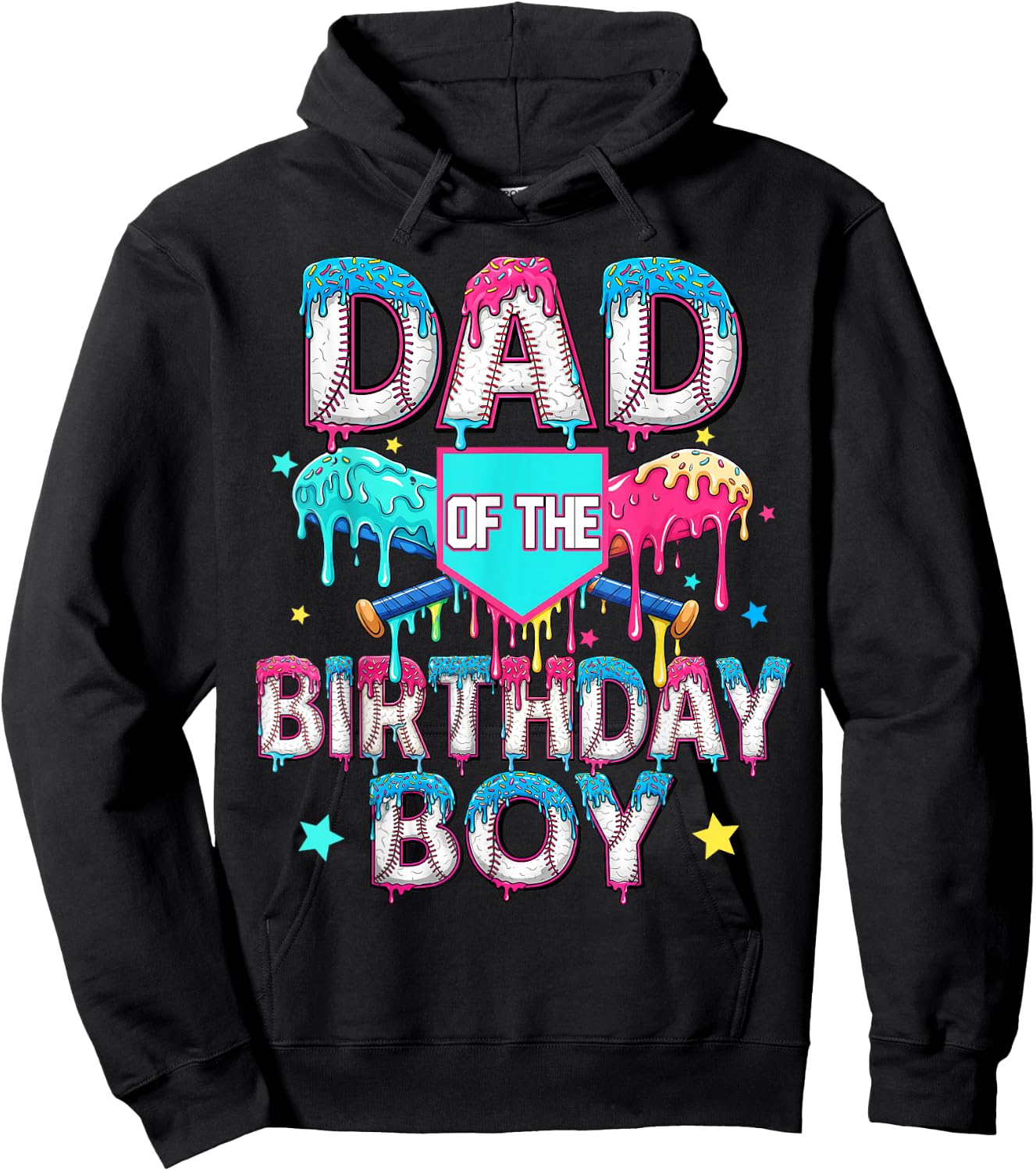 Dad and Mom of The Birthday Dripping Baseball Men Boy Kid Hoodie - Hoodie | Black
