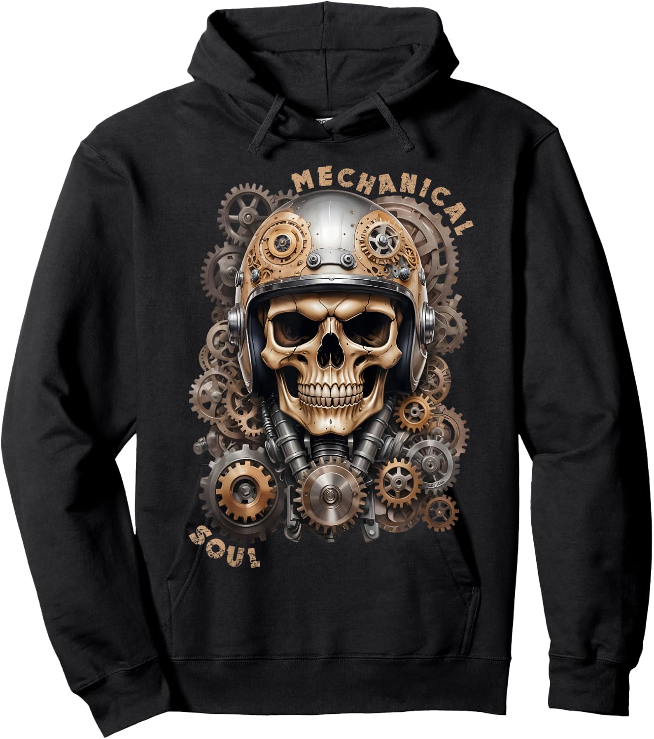 Biker Skull Biker Skull Vintage Motorcycle Custom Retro , Black, S Hoodie - Hoodie | Black