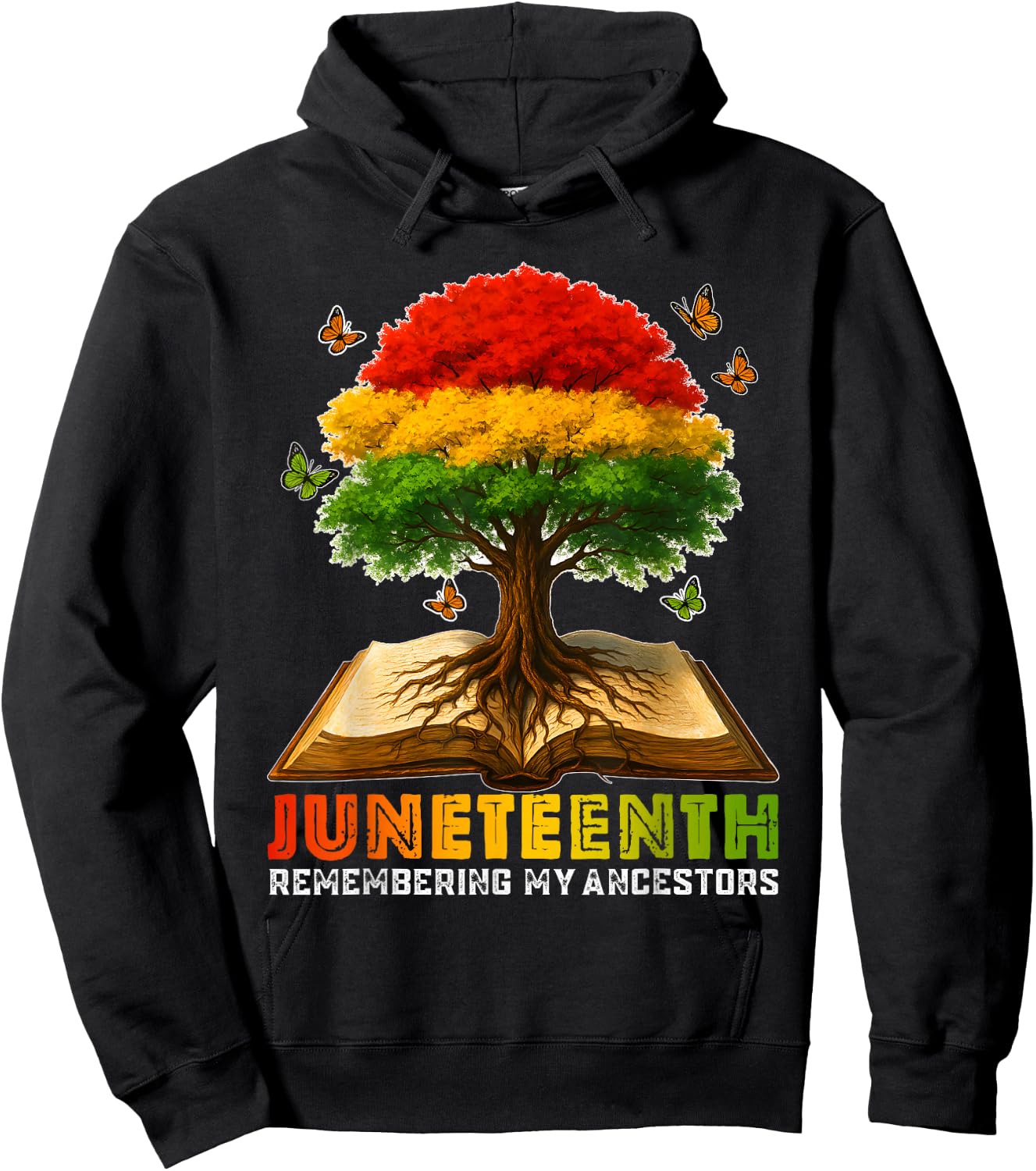 Juneteenth Women Remembering My Ancestors Book Tree Hoodie - Hoodie | Black
