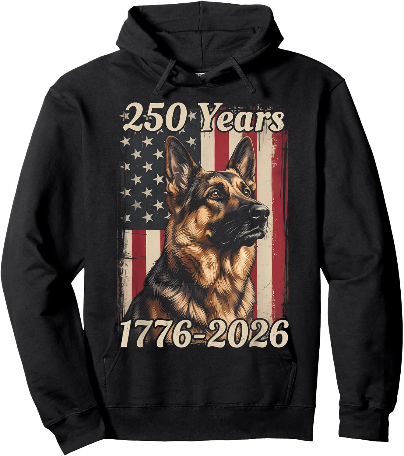 250 Years 250th Anniversary 4th of July German Shepherd Dog Hoodie - Hoodie | Black