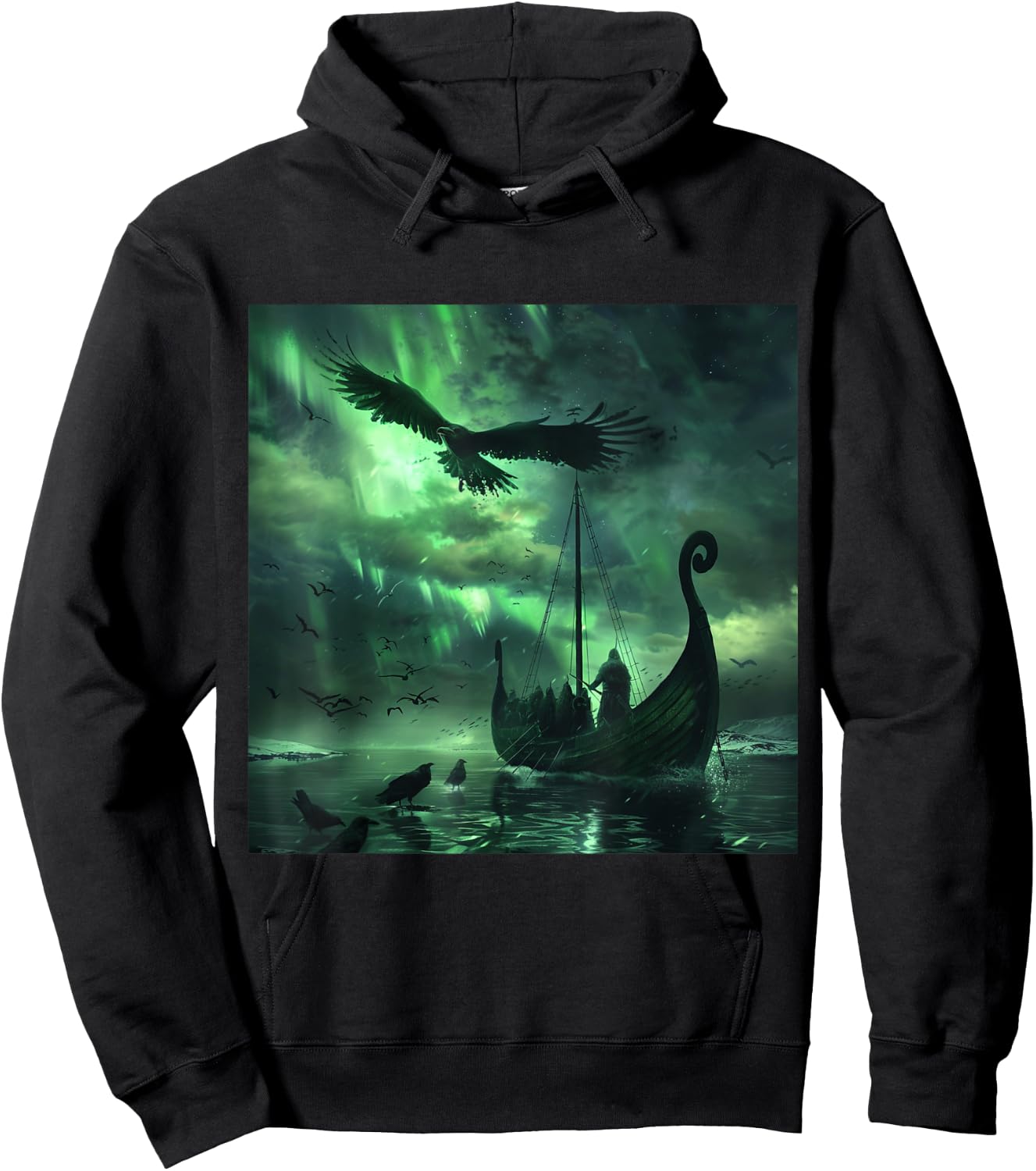 Viking Hugin & Munin Floki Valhalla Viking Ship Hoodie - Hoodie | Black