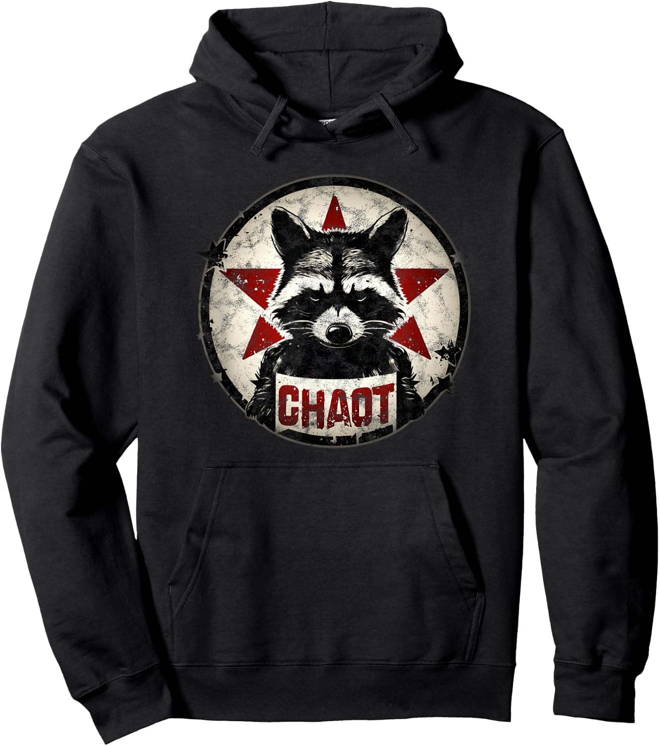 Raccoon Chaos Anarchy Star Fighter Revolution Vintage , black Hoodie - Hoodie | Black