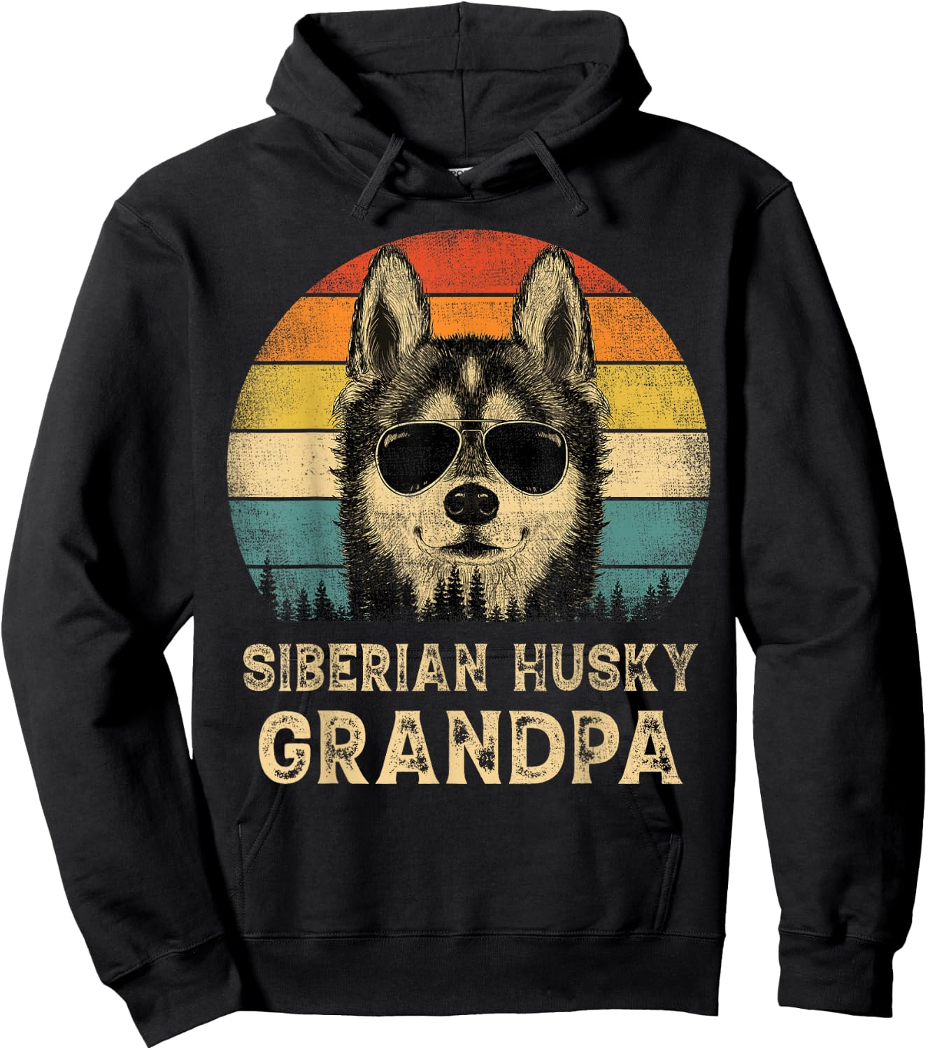 Vintage Siberian Husky Grandpa Dog Lovers Father's Day Men Women Hoodie - Hoodie | Black