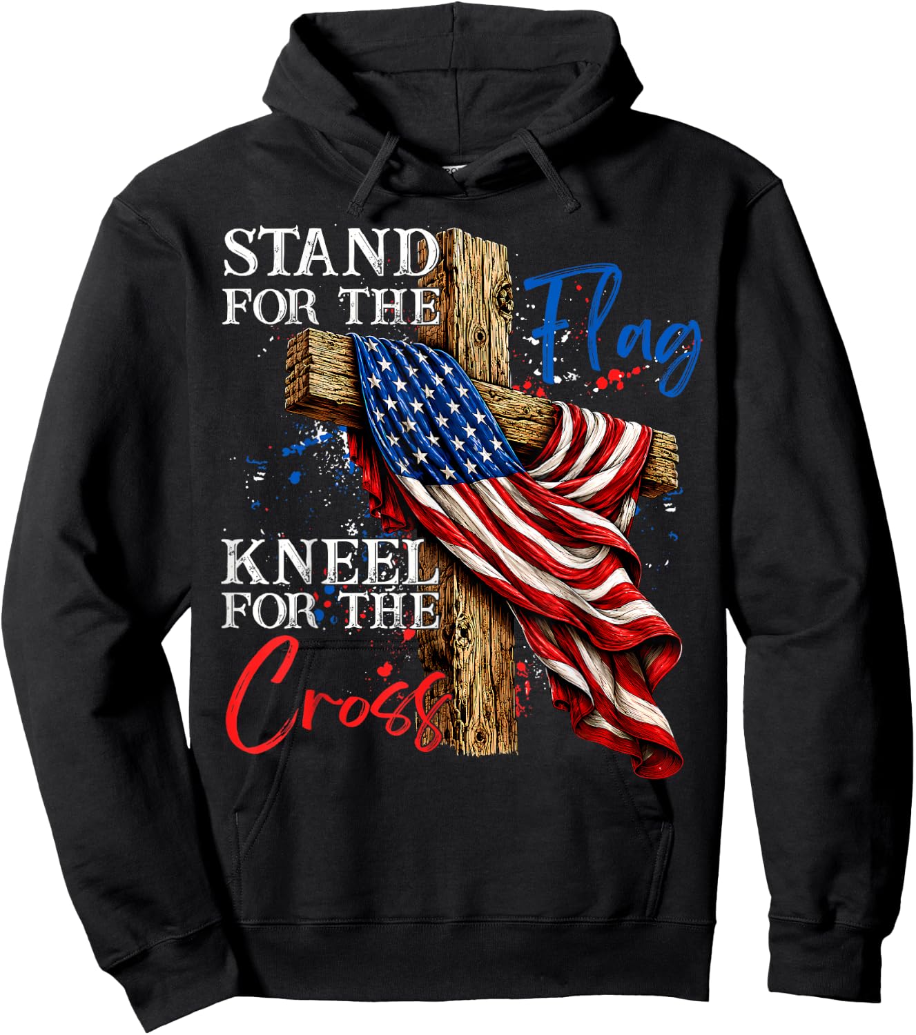 Stand for Flag Kneel for Cross 250 Years Christian 4th July Hoodie - Hoodie | Black