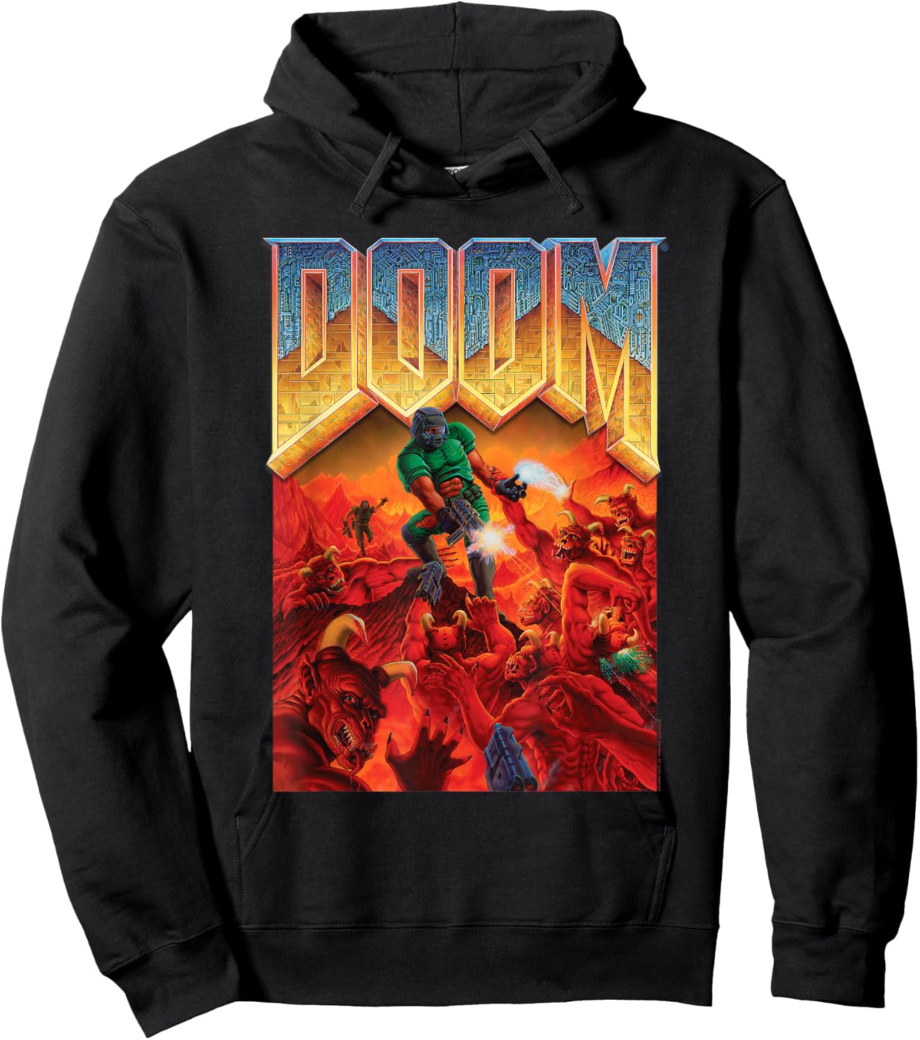 Ripple Junction x DOOM 1993 Video Game Cover Art , black Hoodie - Hoodie | Black