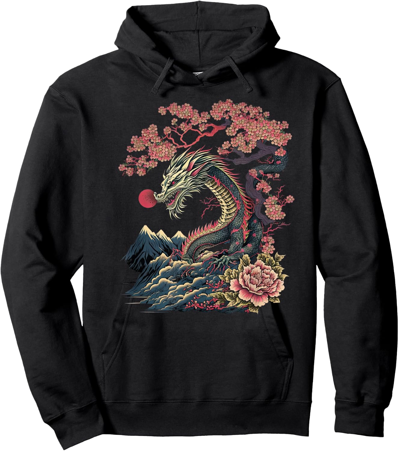 Japanese Aesthetic Dragon japanese art Japan Tattoo Hoodie - Hoodie | Black