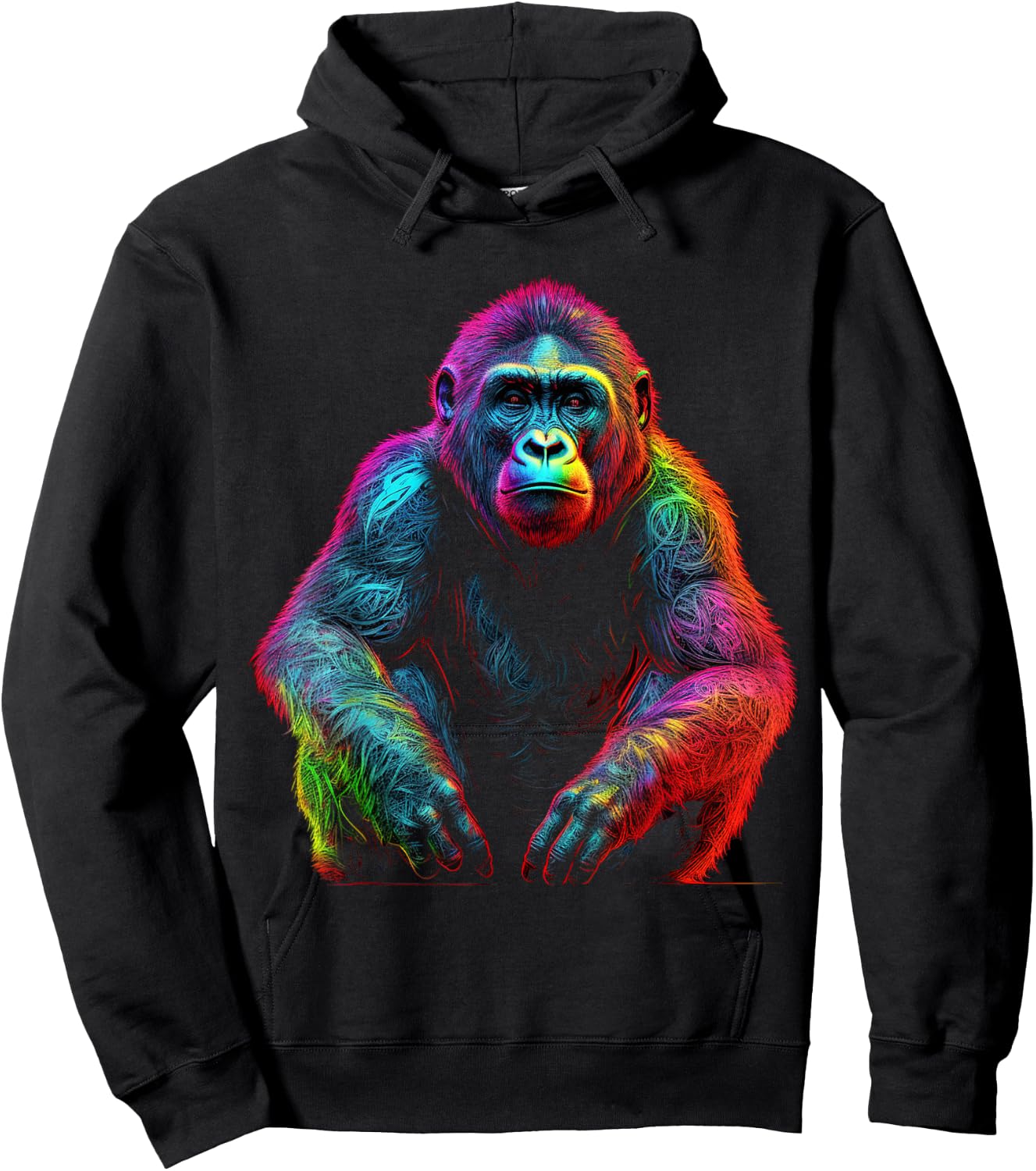 Monkey Colourful Art Animal Creative Animal Motif Monkey Hoodie - Hoodie | Black