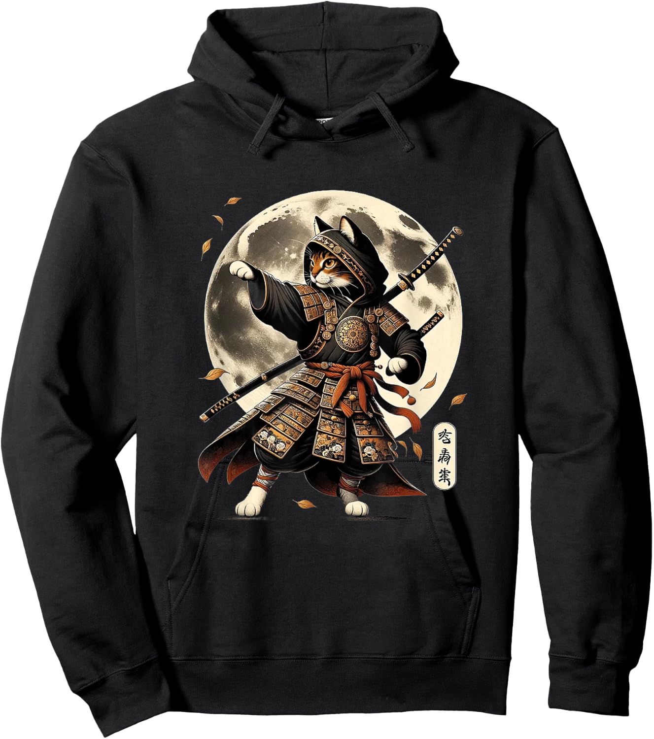 Samurai Cat Ninja Aesthetic Japanese Katana Tokyo culture Hoodie - Hoodie | Black