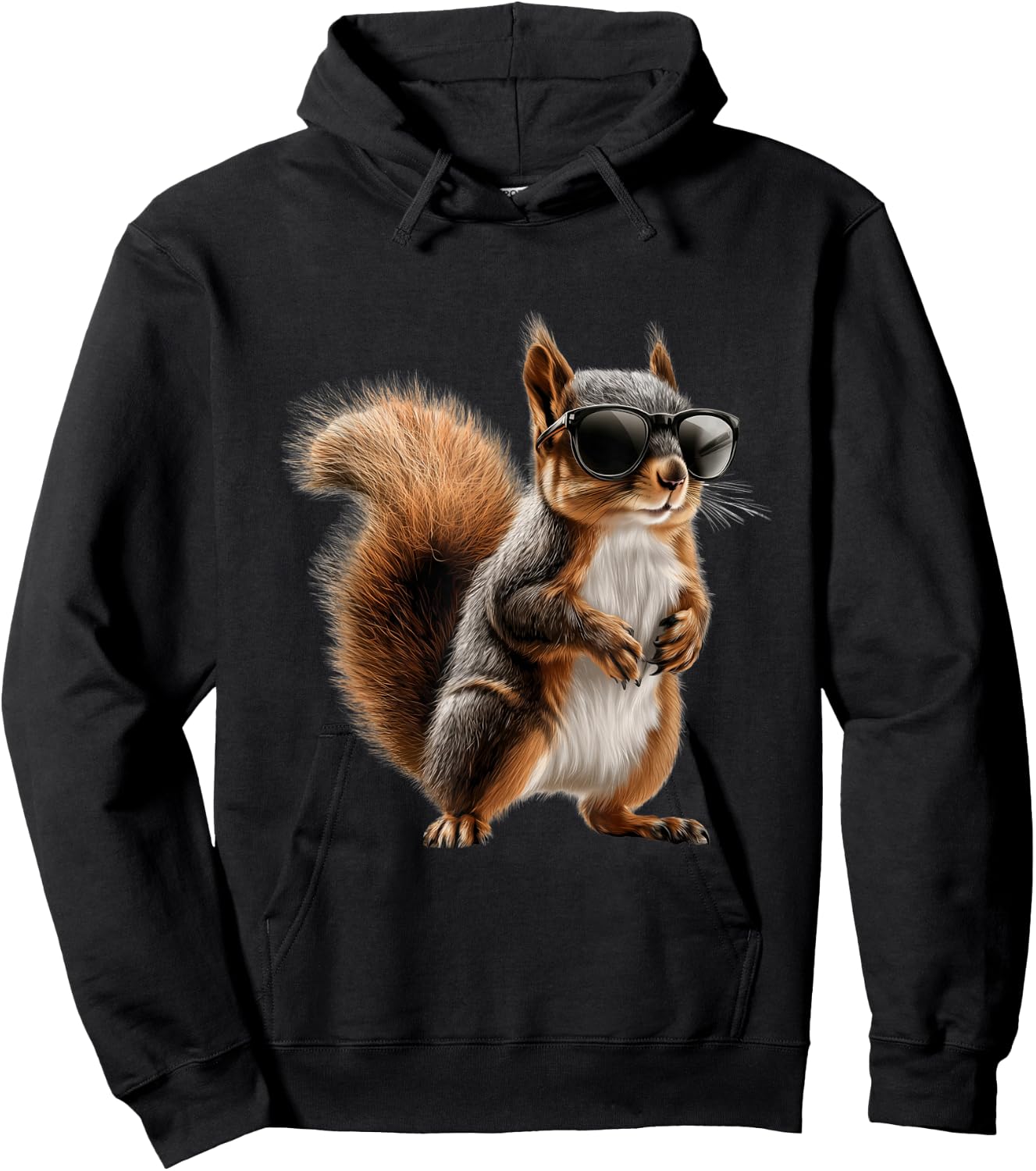 Se Eichhrnchen Motive fr Tierliebhaber - Adult Black Small Classic Cartoon Squirrel Motif with Sunglasses Hoodie - Hoodie | Black