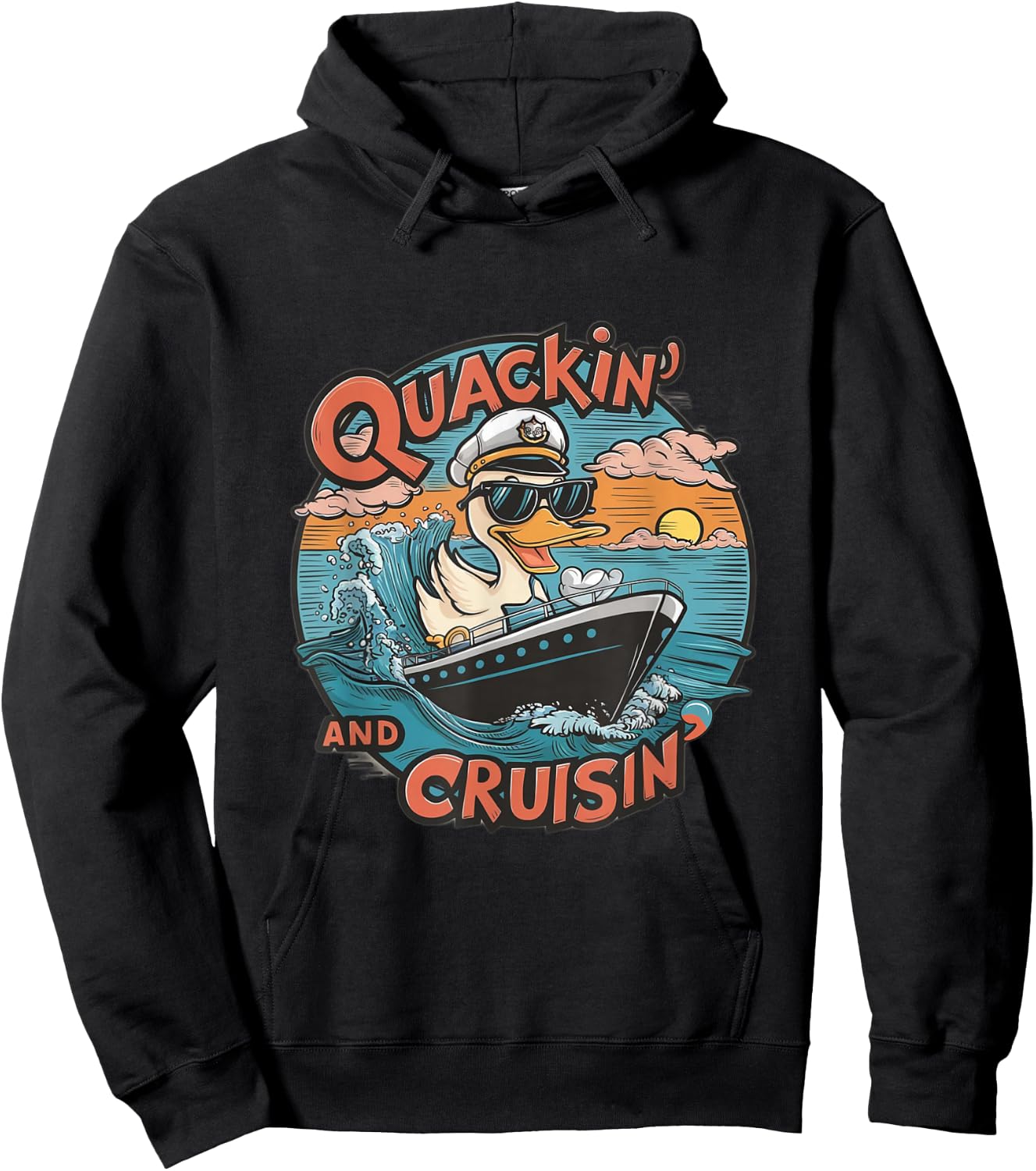 Funny Duck Hunting Hiding, cruise duck hunter, cruise ship Hoodie - Hoodie | Black