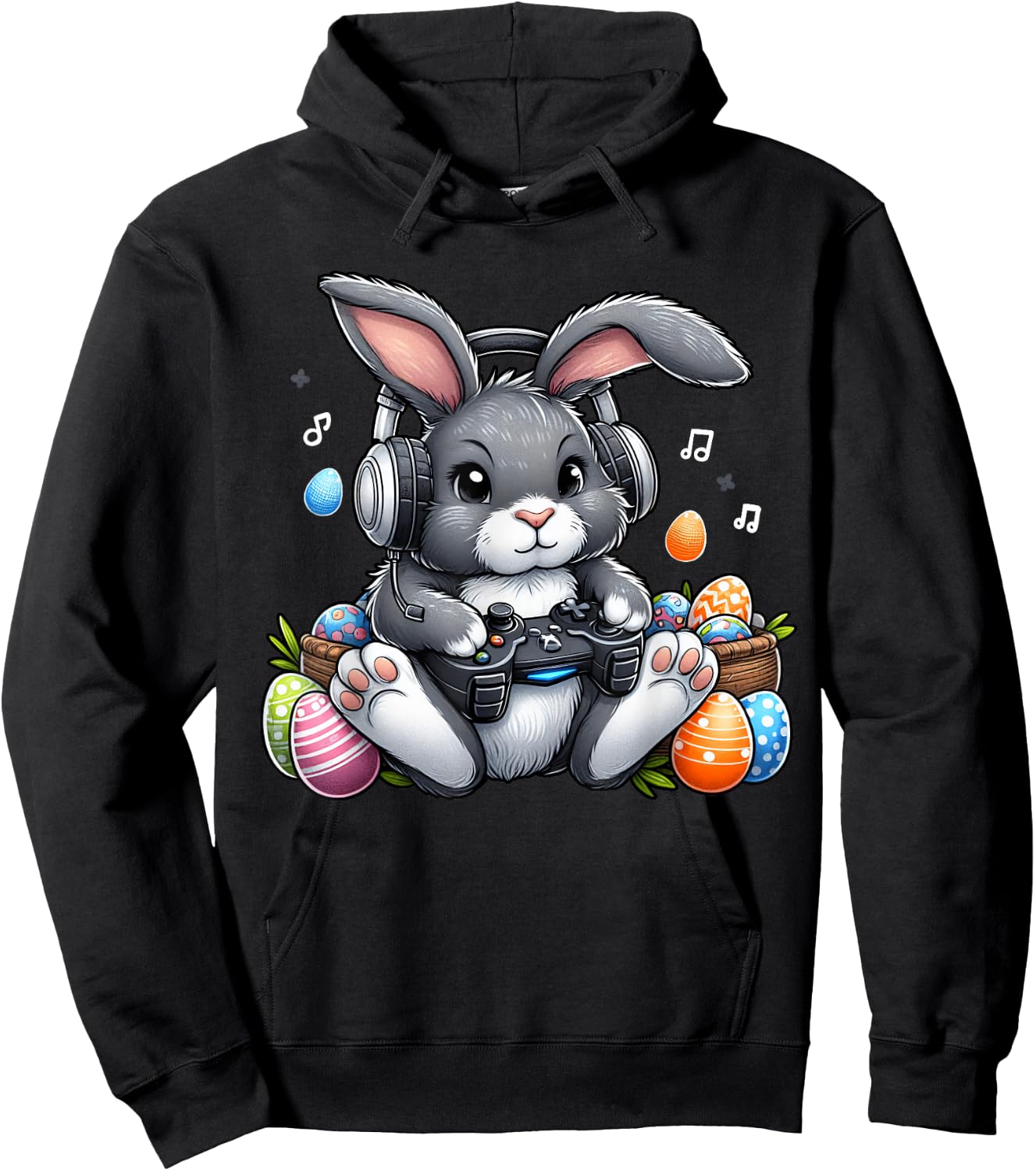 Video Games Easter Day Bunny Rabbit Gaming Men Women Kids Hoodie - Hoodie | Black