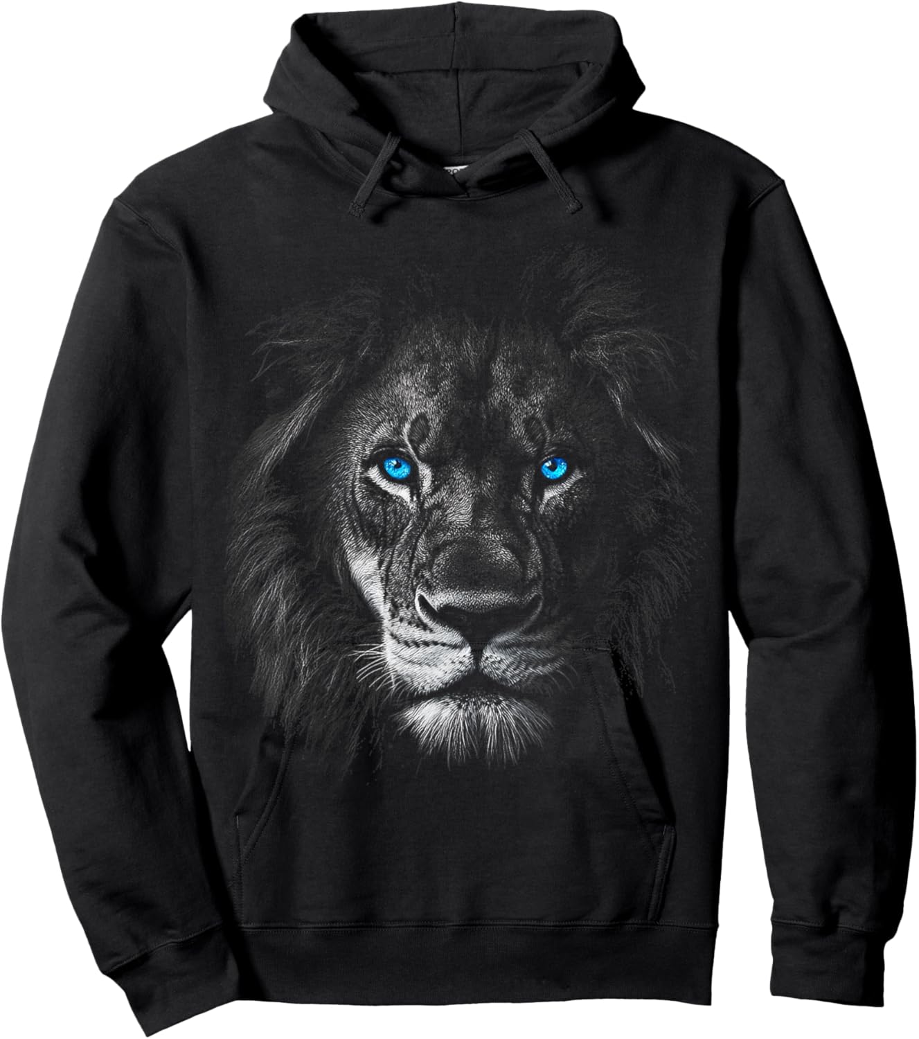 Lion Animal Motif Yeux Bleus Illustration Lion Hoodie - Hoodie | Black